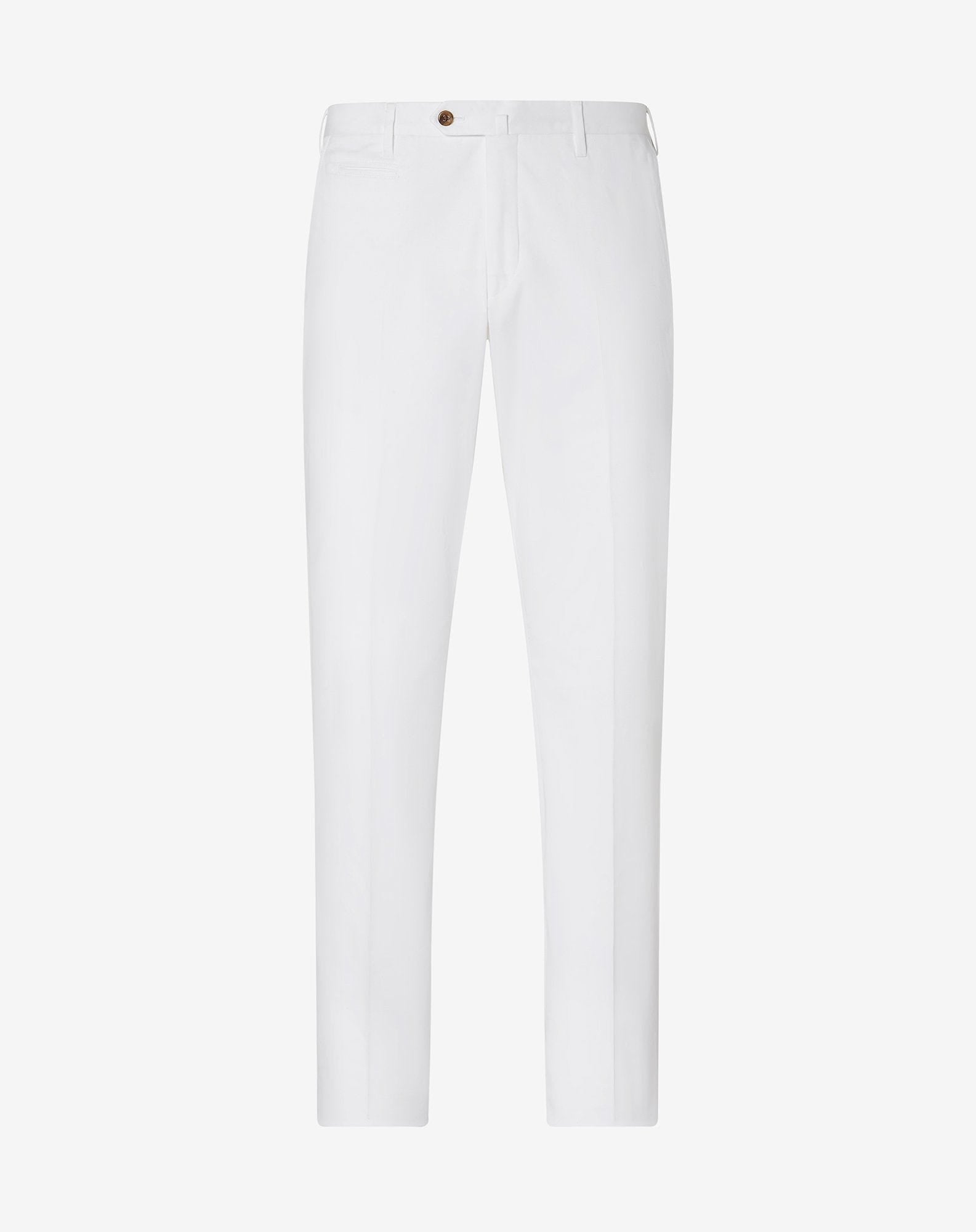 White stretch cotton gabardine trousers