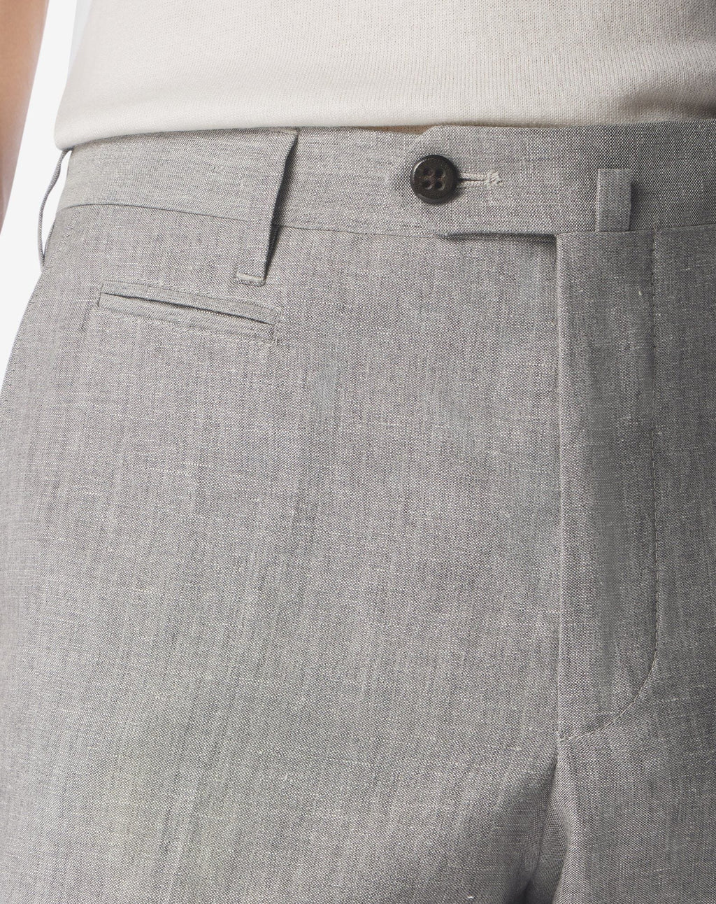 Gray wool and linen chambray trousers