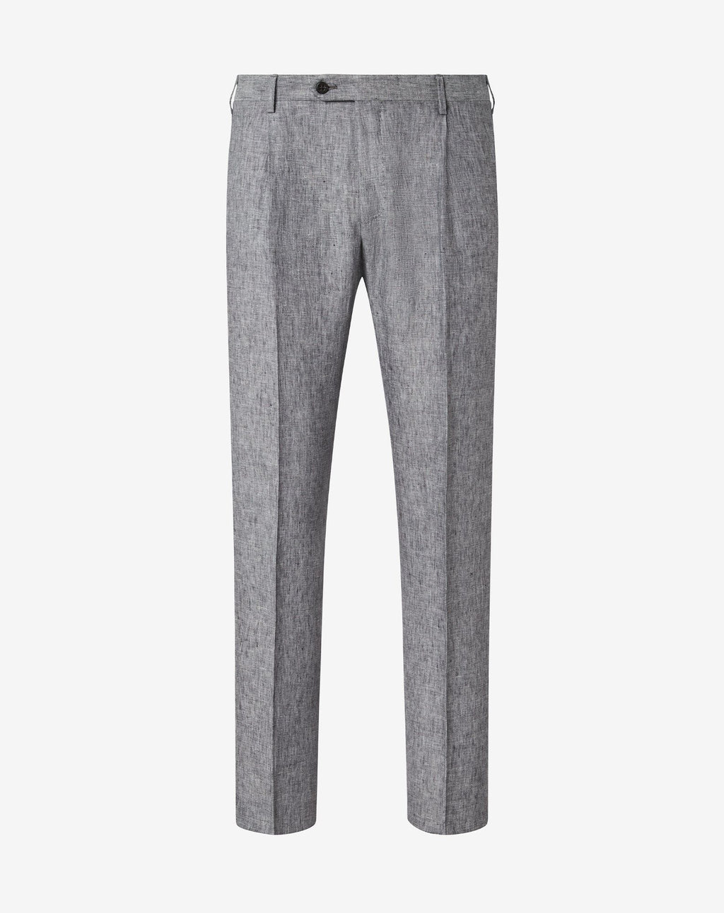 Single-dart grey trousers made from pure linen chambray