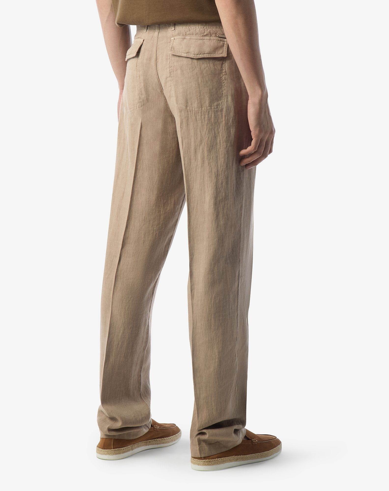 Beige pure linen trousers