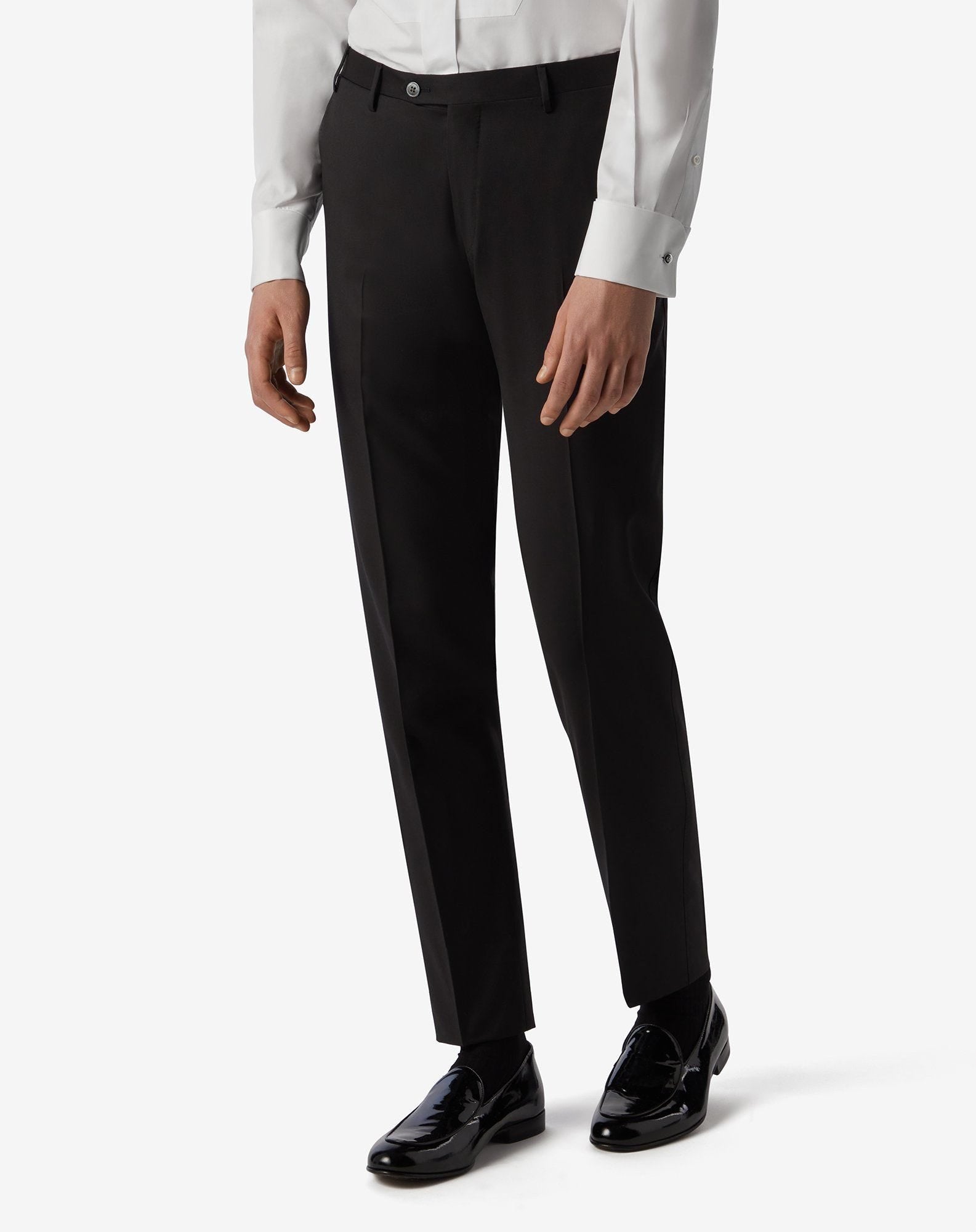 Black 130's wool trousers