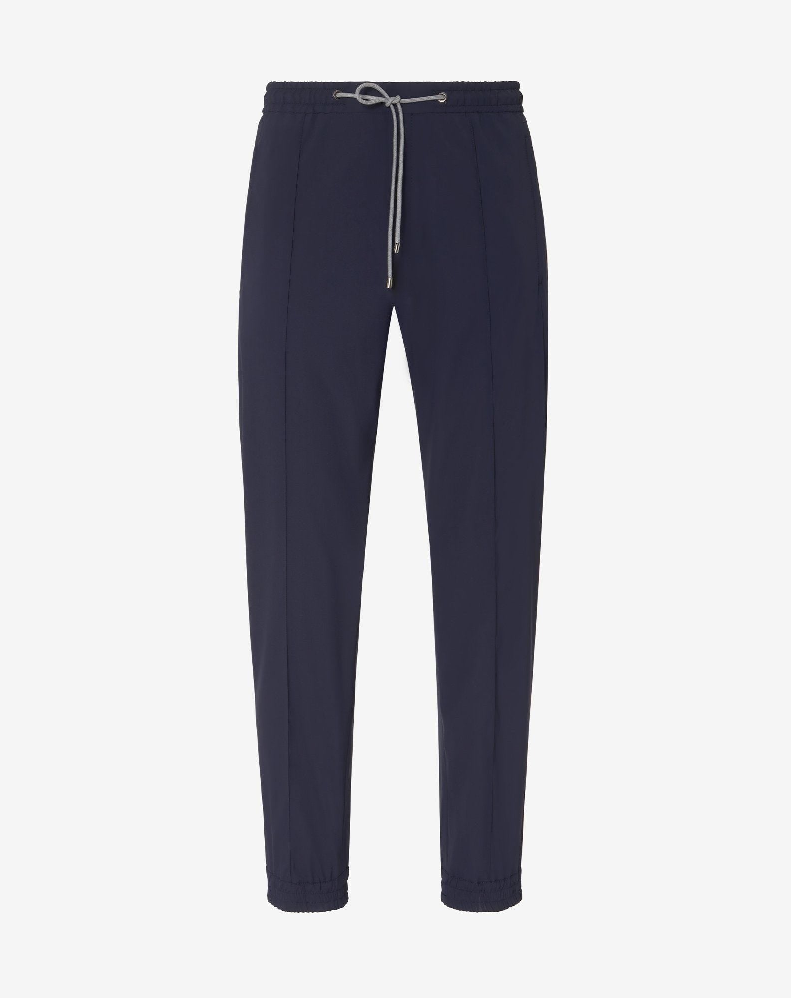 Navy blue technical wool fabric joggers