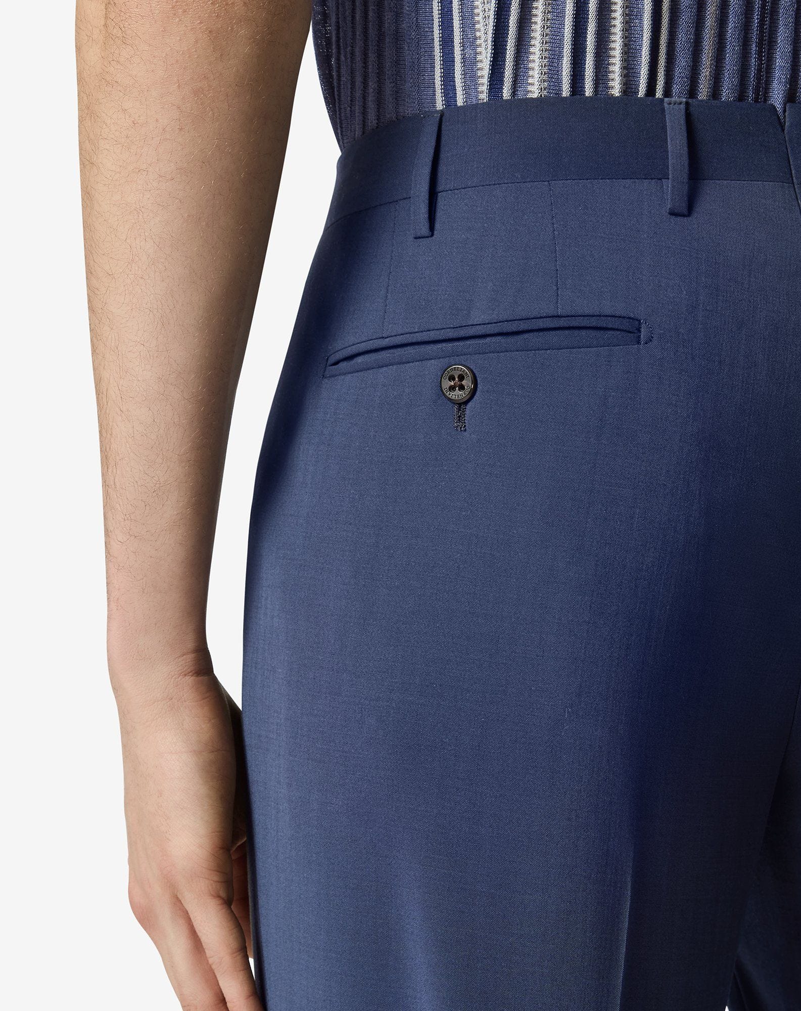 Blue 120's stretch wool trousers
