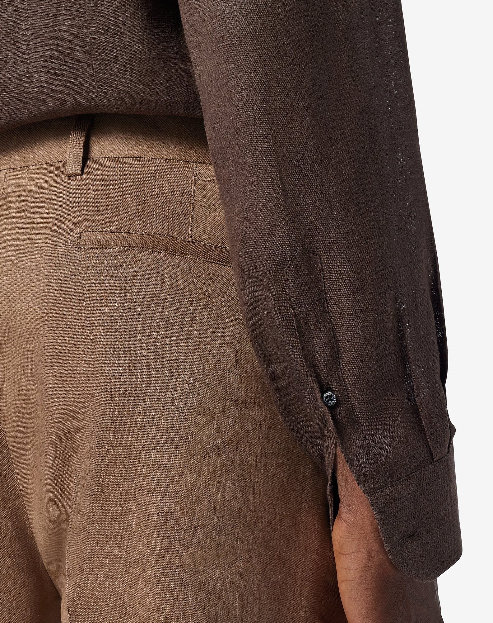 Beige linen, wool and mohair chinos