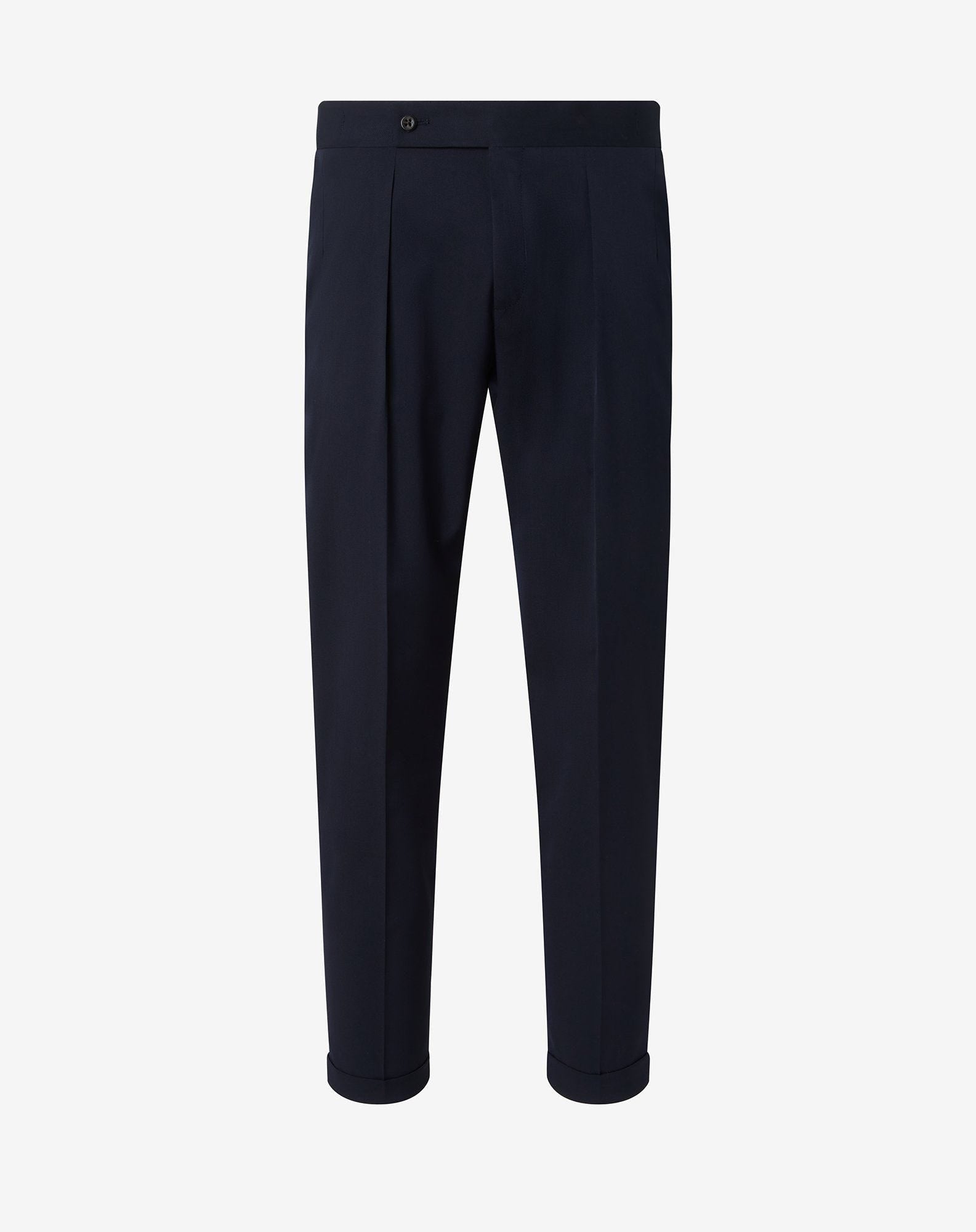 Navy blue stretch wool trousers