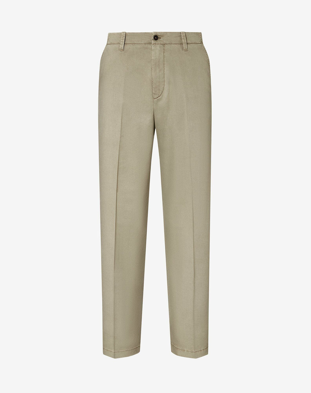 Khaki stretch lyocell cotton trousers