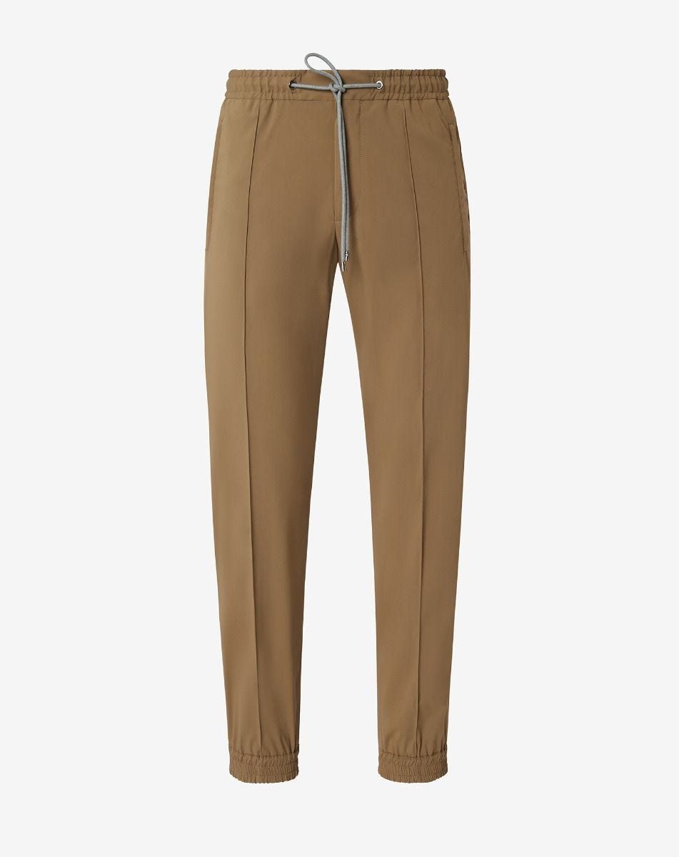 Beige technical wool fabric joggers