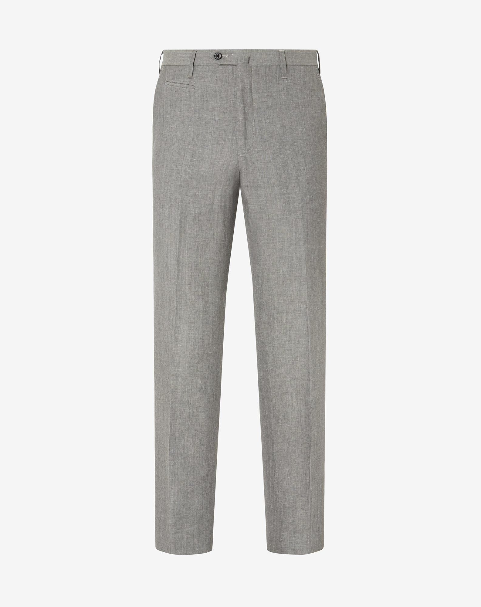 Gray wool and linen chambray trousers