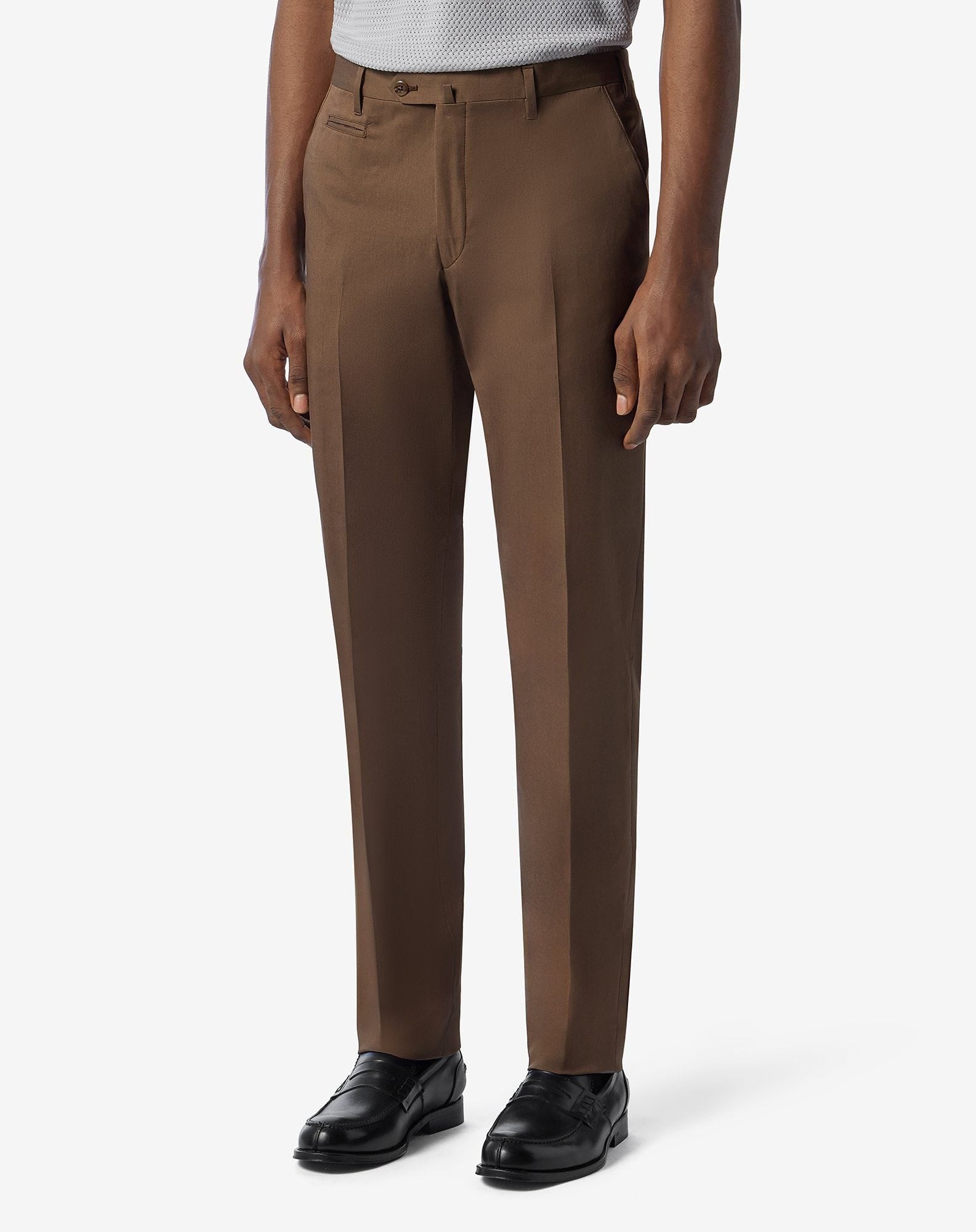 Brown stretch cotton gabardine trousers