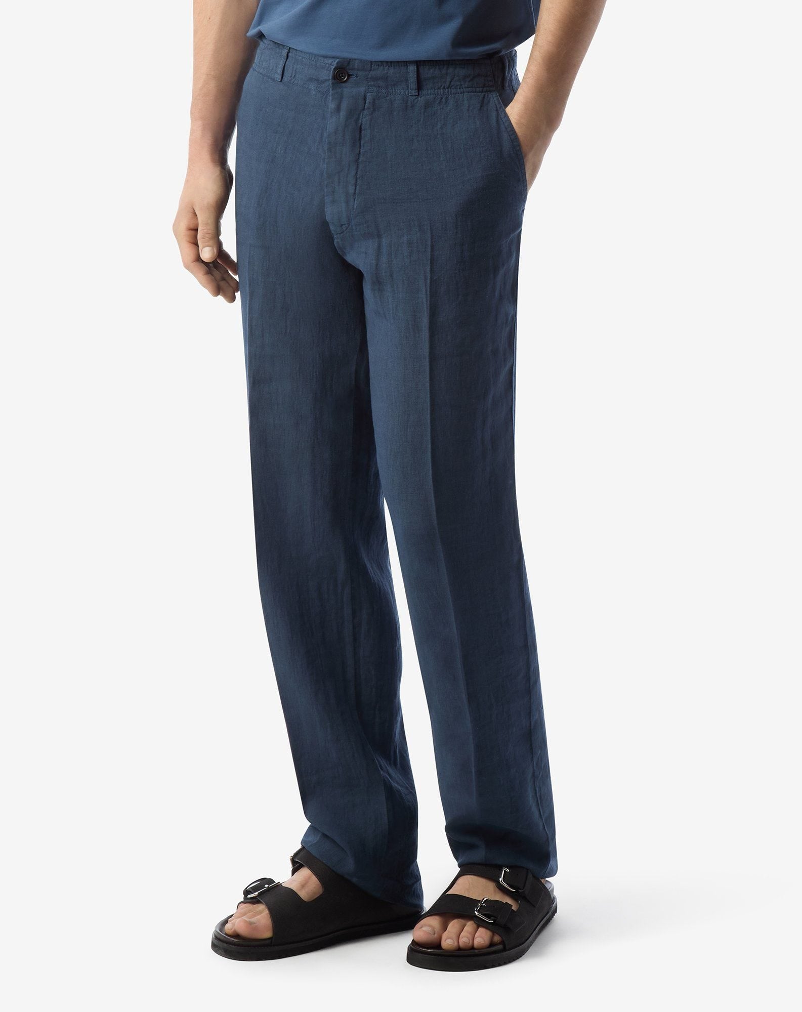 Blue pure linen trousers