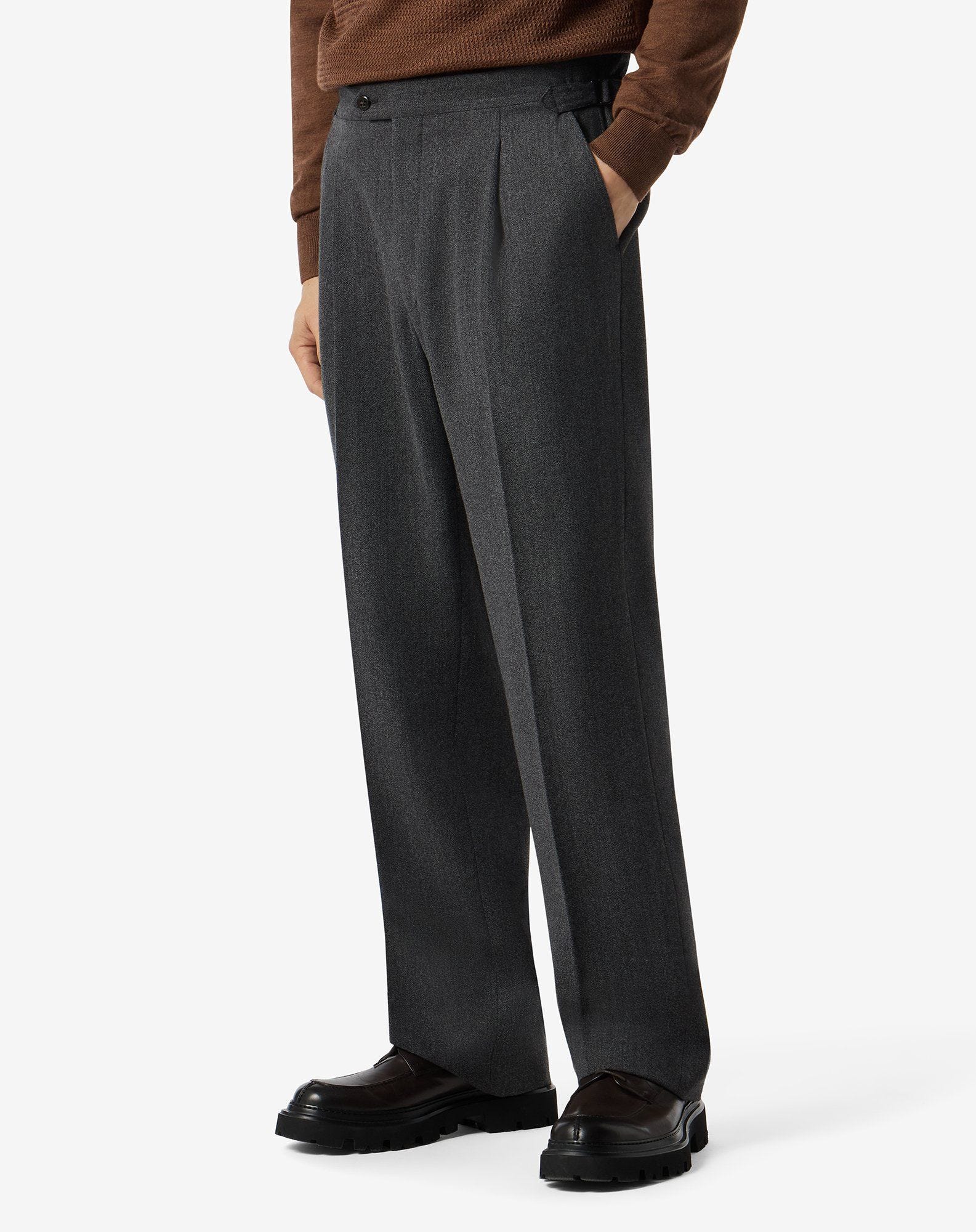 Grey wool and cotton trousers