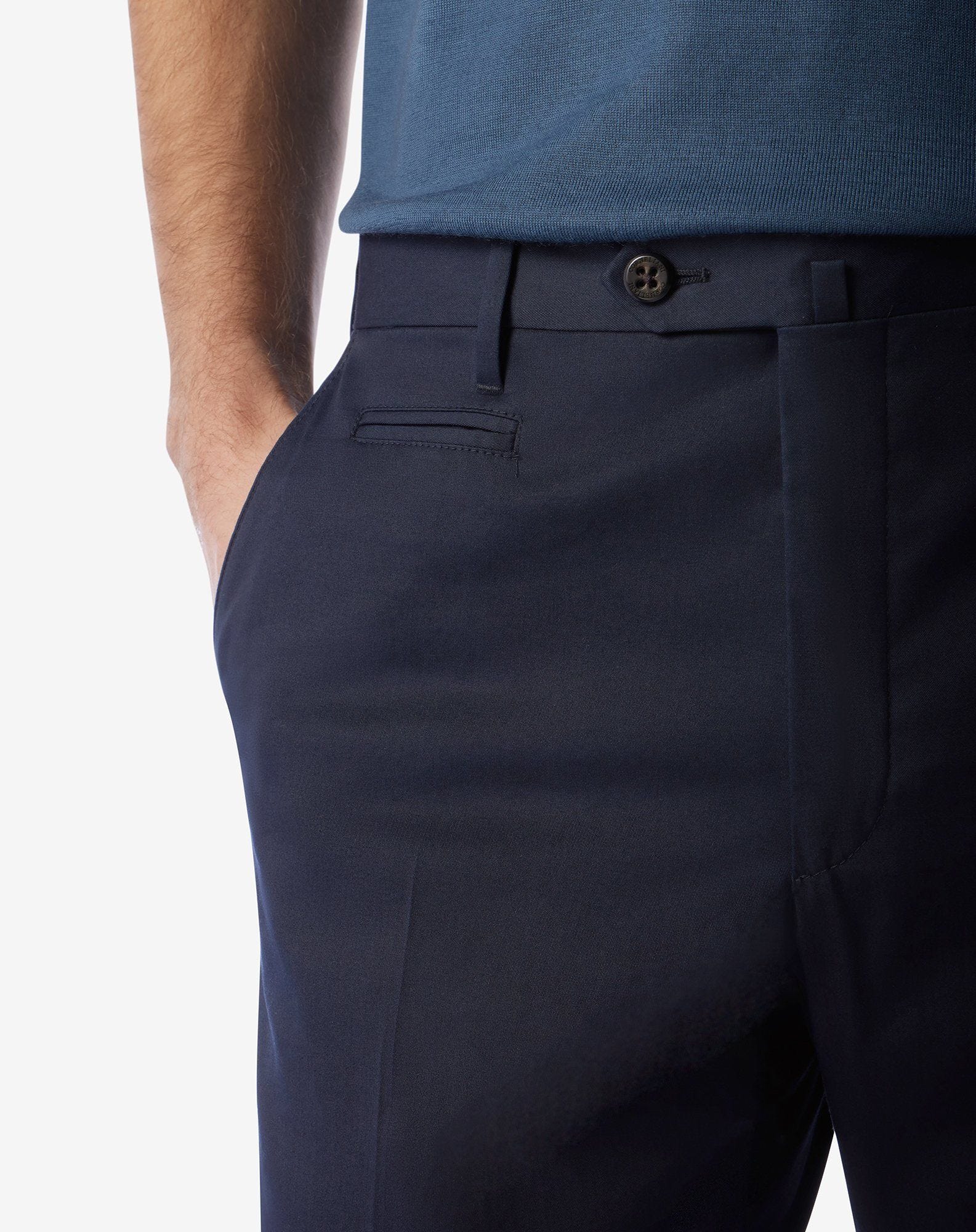 Blue stretch cotton with gabardine trousers
