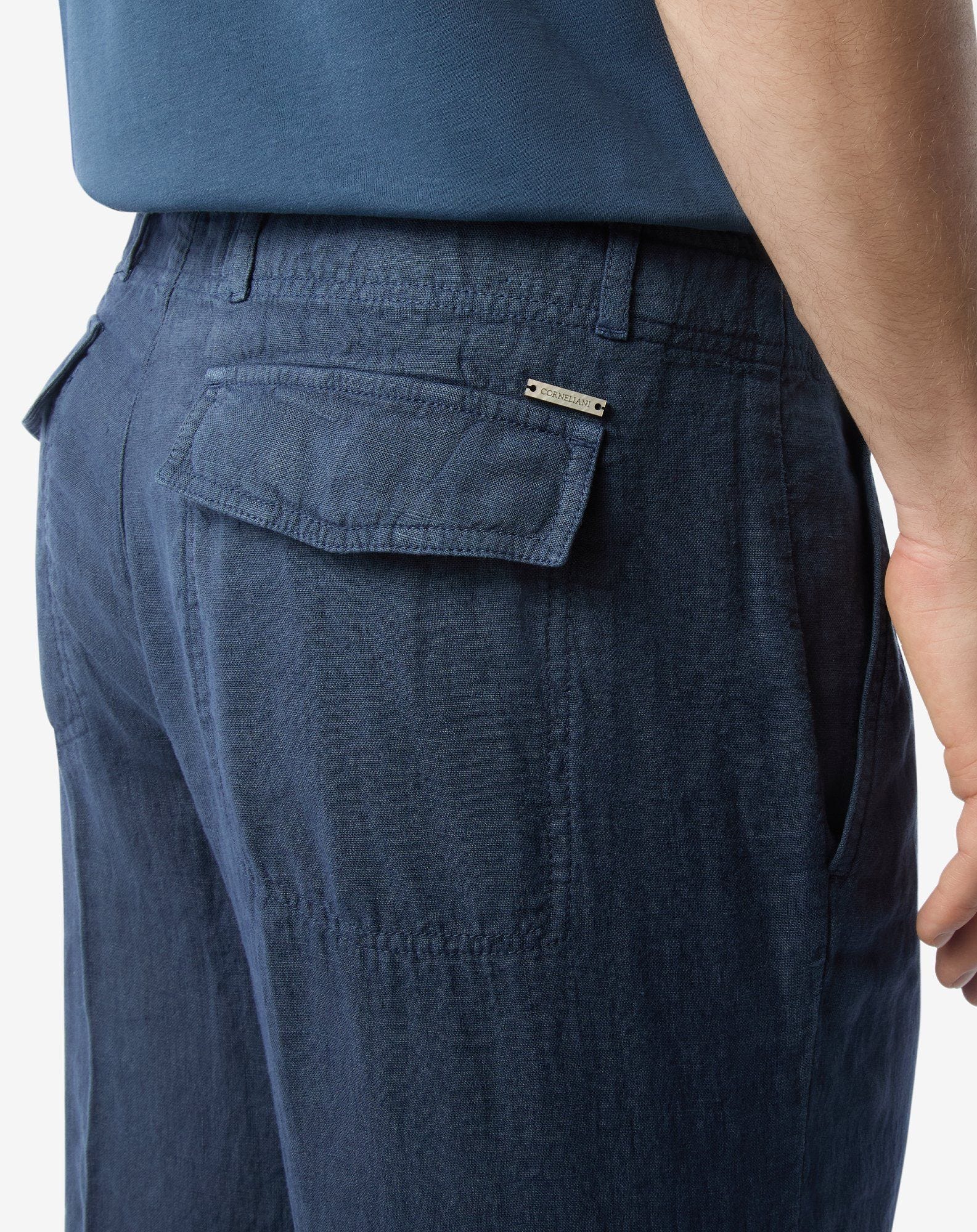 Blue pure linen trousers