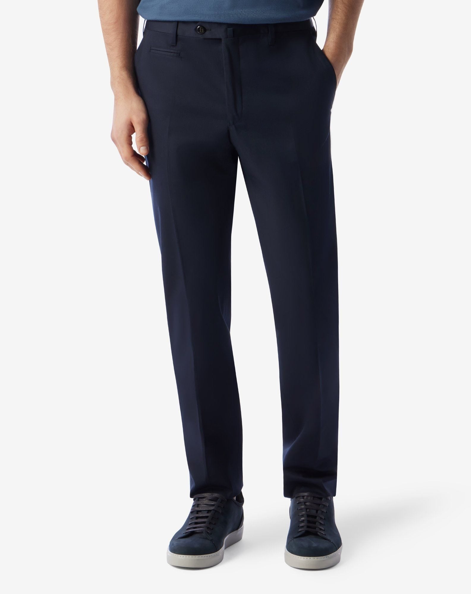 Blue stretch cotton with gabardine trousers