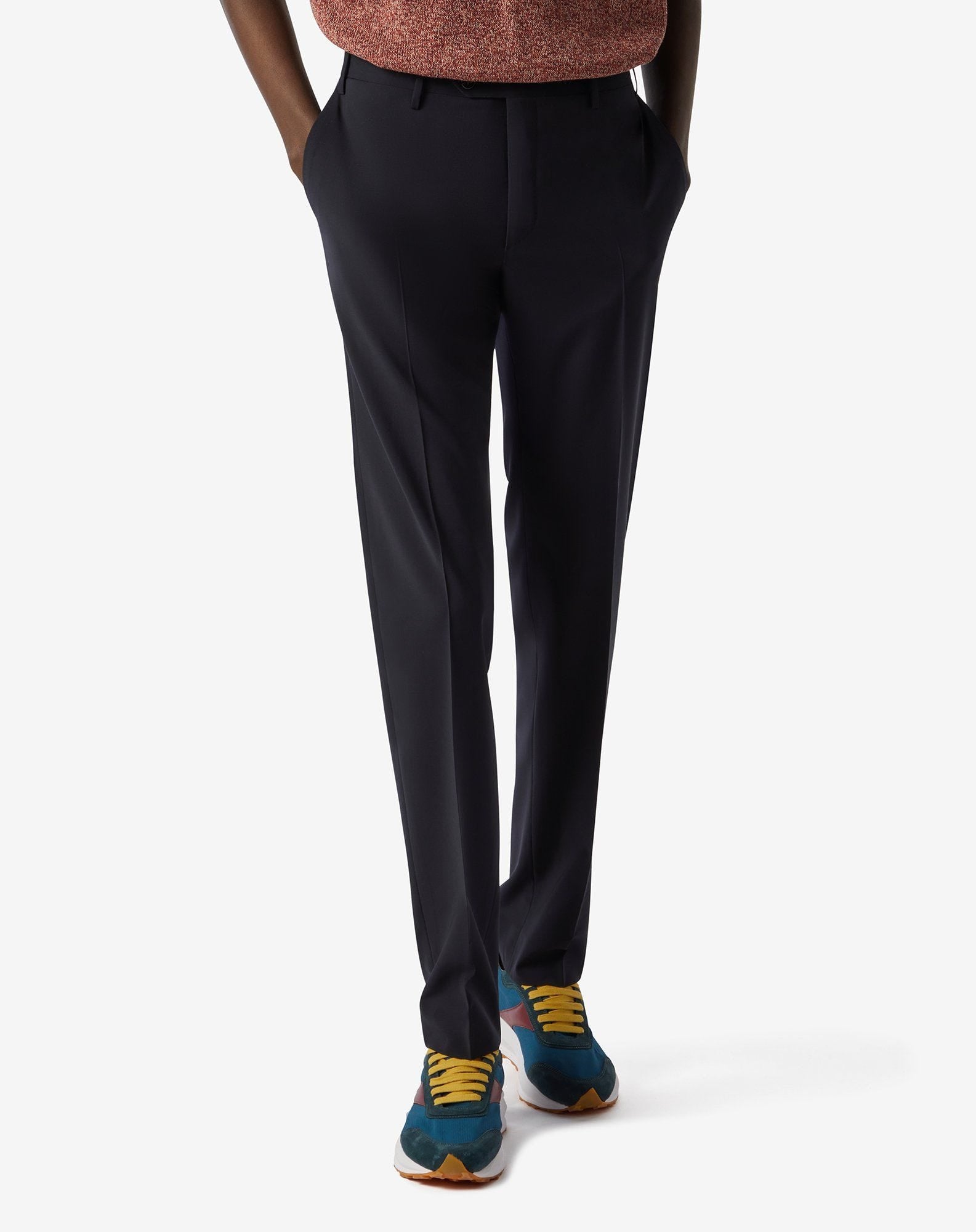 Brown pure wool flannel trousers