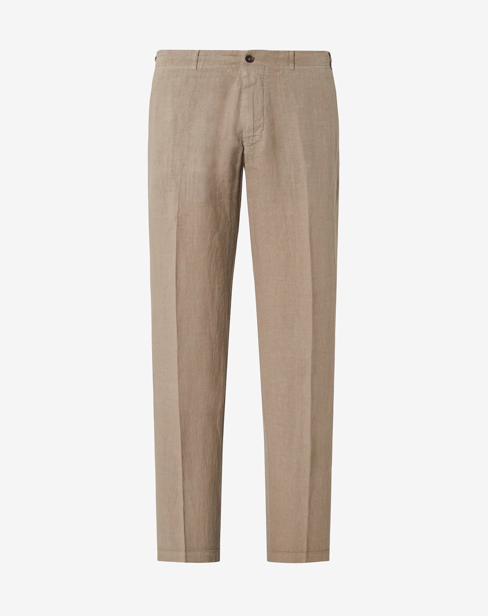 Beige pure linen trousers