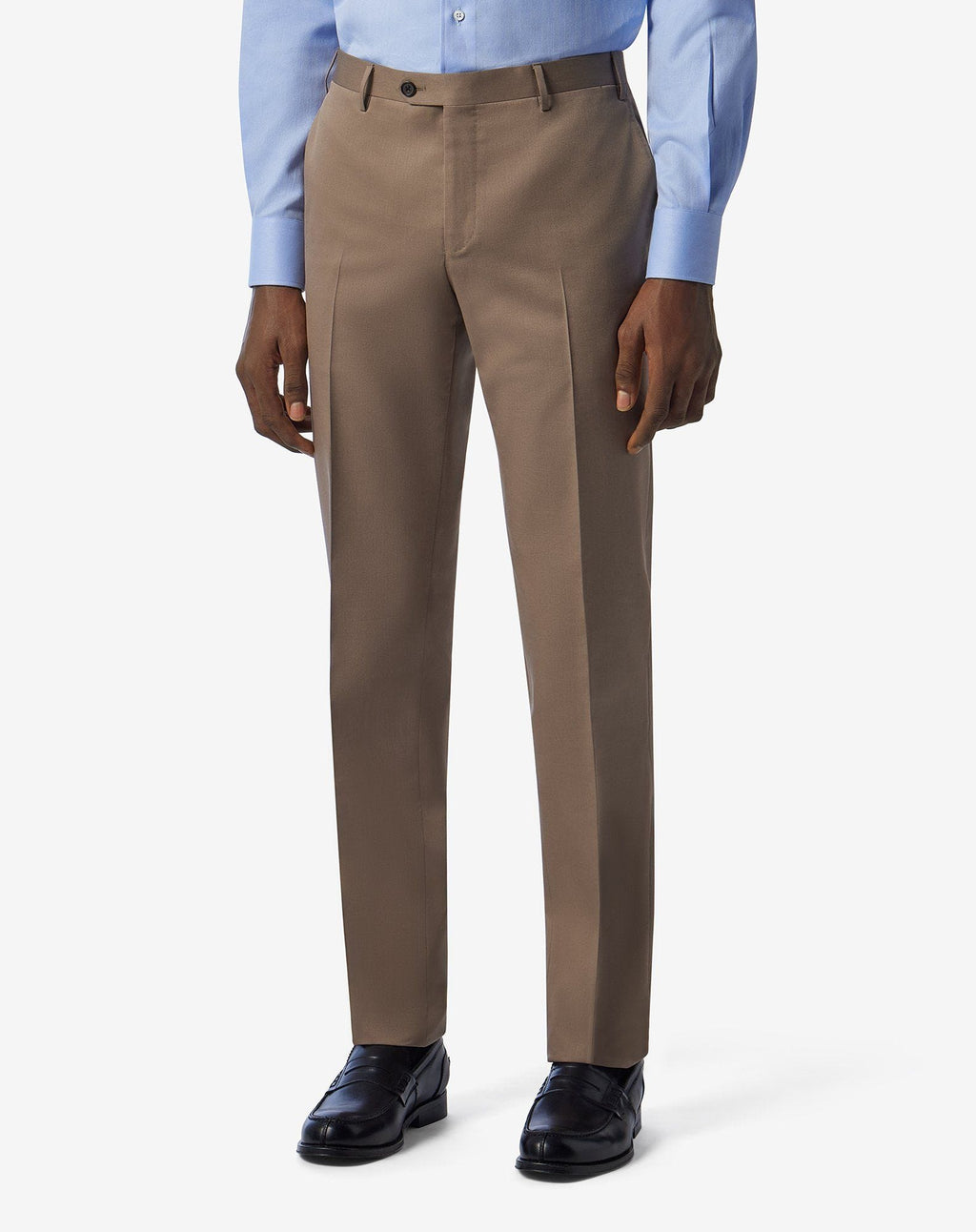 Dark beige wool and cotton trousers