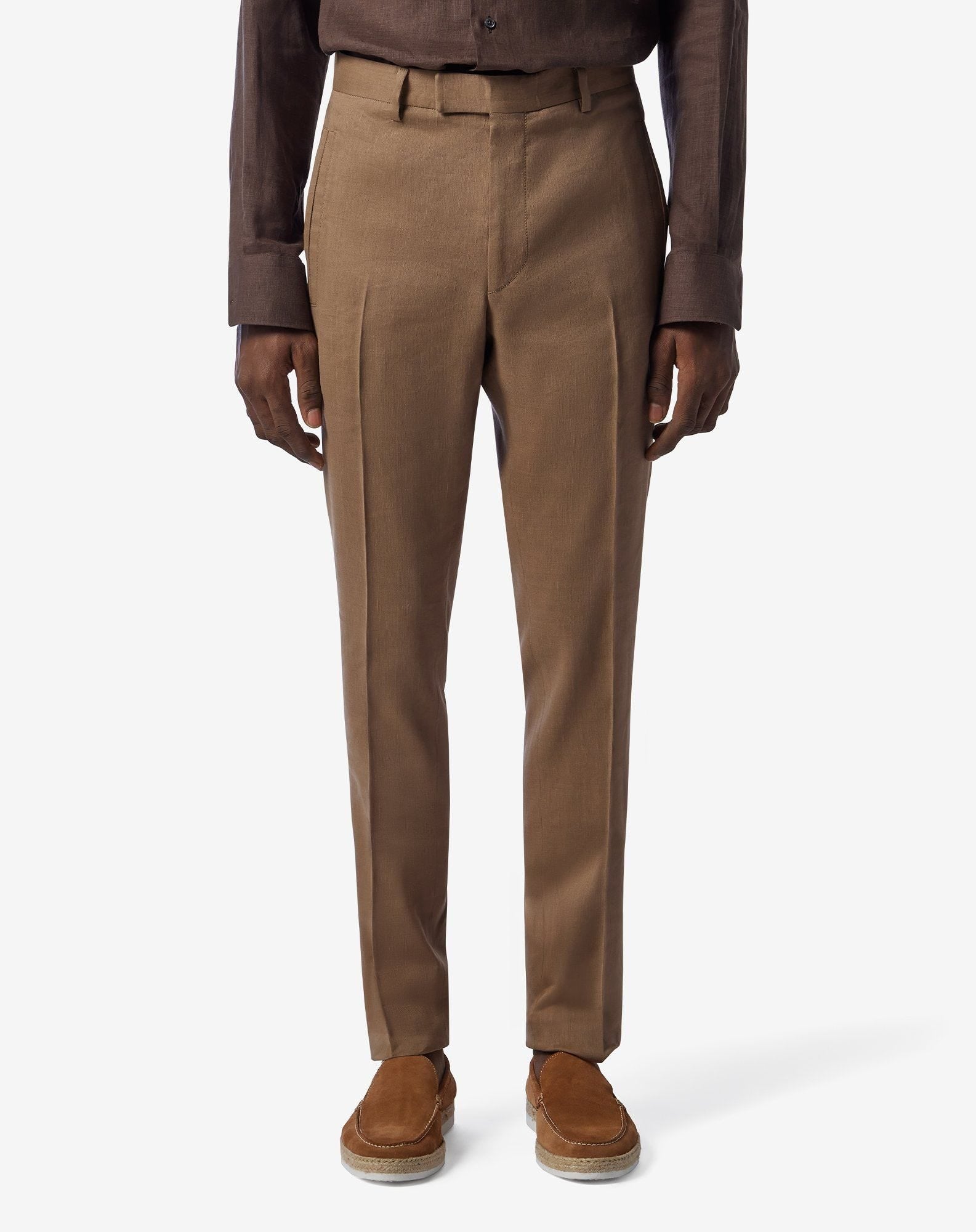 Beige linen, wool and mohair chinos