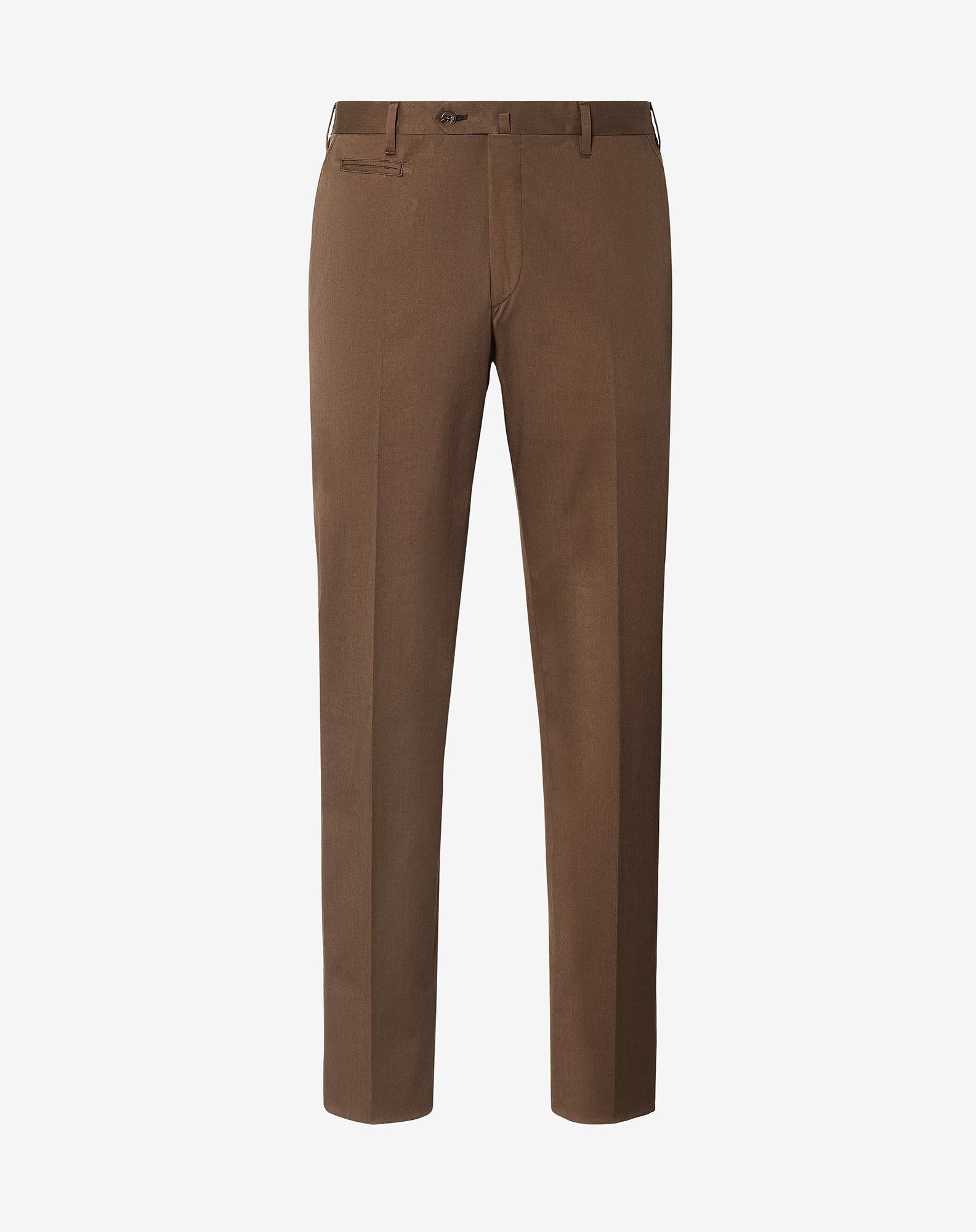 Brown stretch cotton gabardine trousers