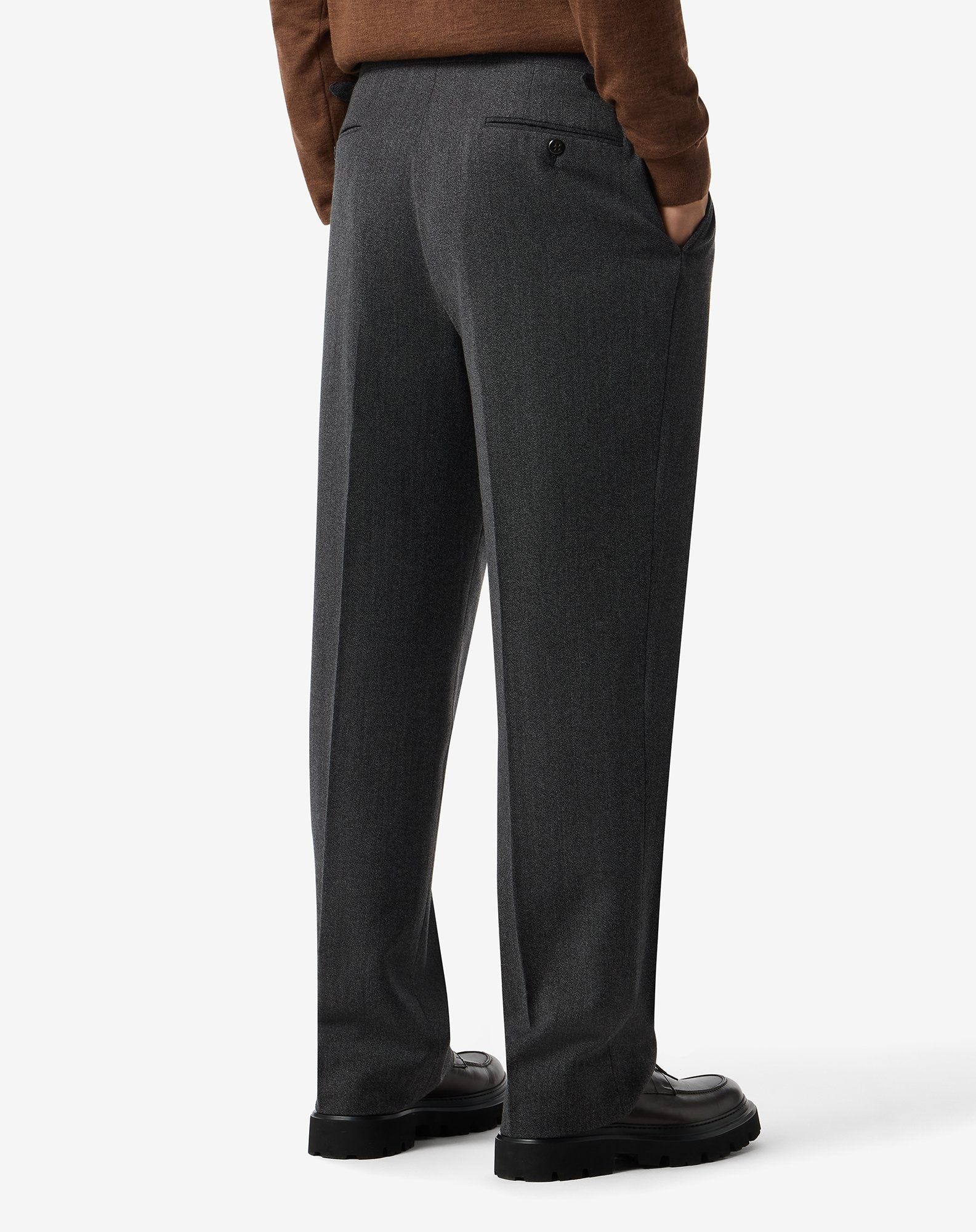 Grey wool and cotton trousers