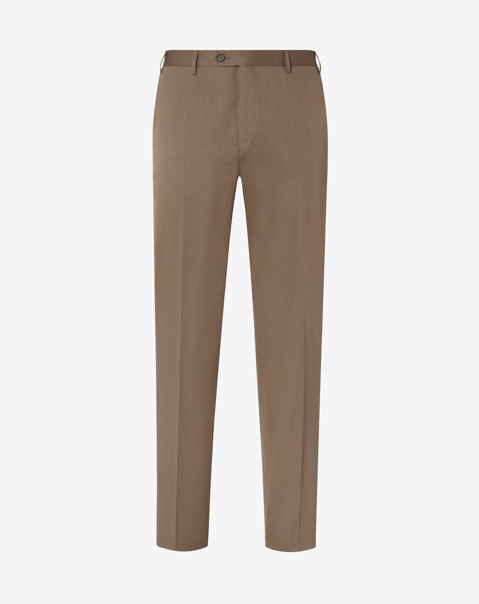 Dark beige wool and cotton trousers