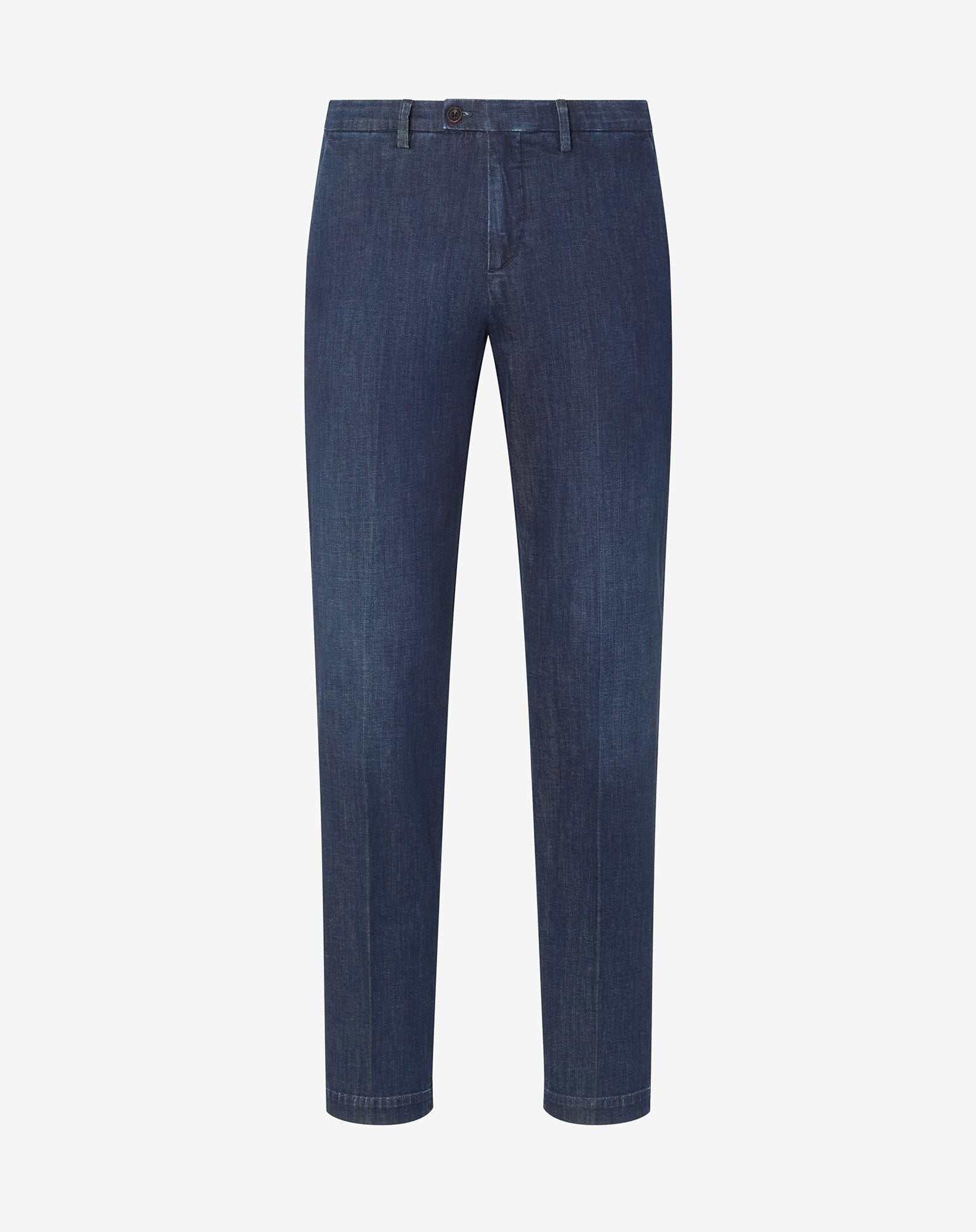 Navy blue stretch denim chinos