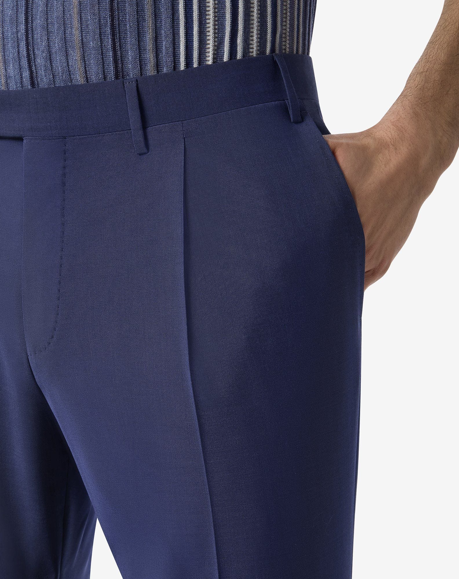 Blue 120's stretch wool trousers