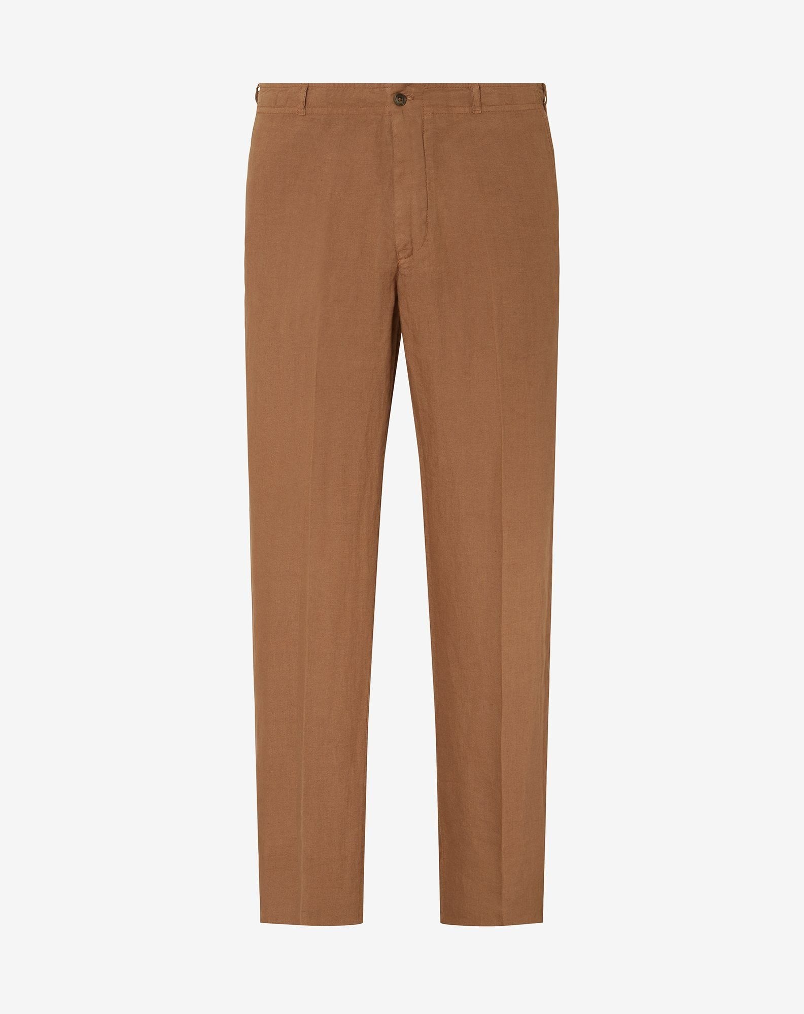 Rusty brown pure linen trousers
