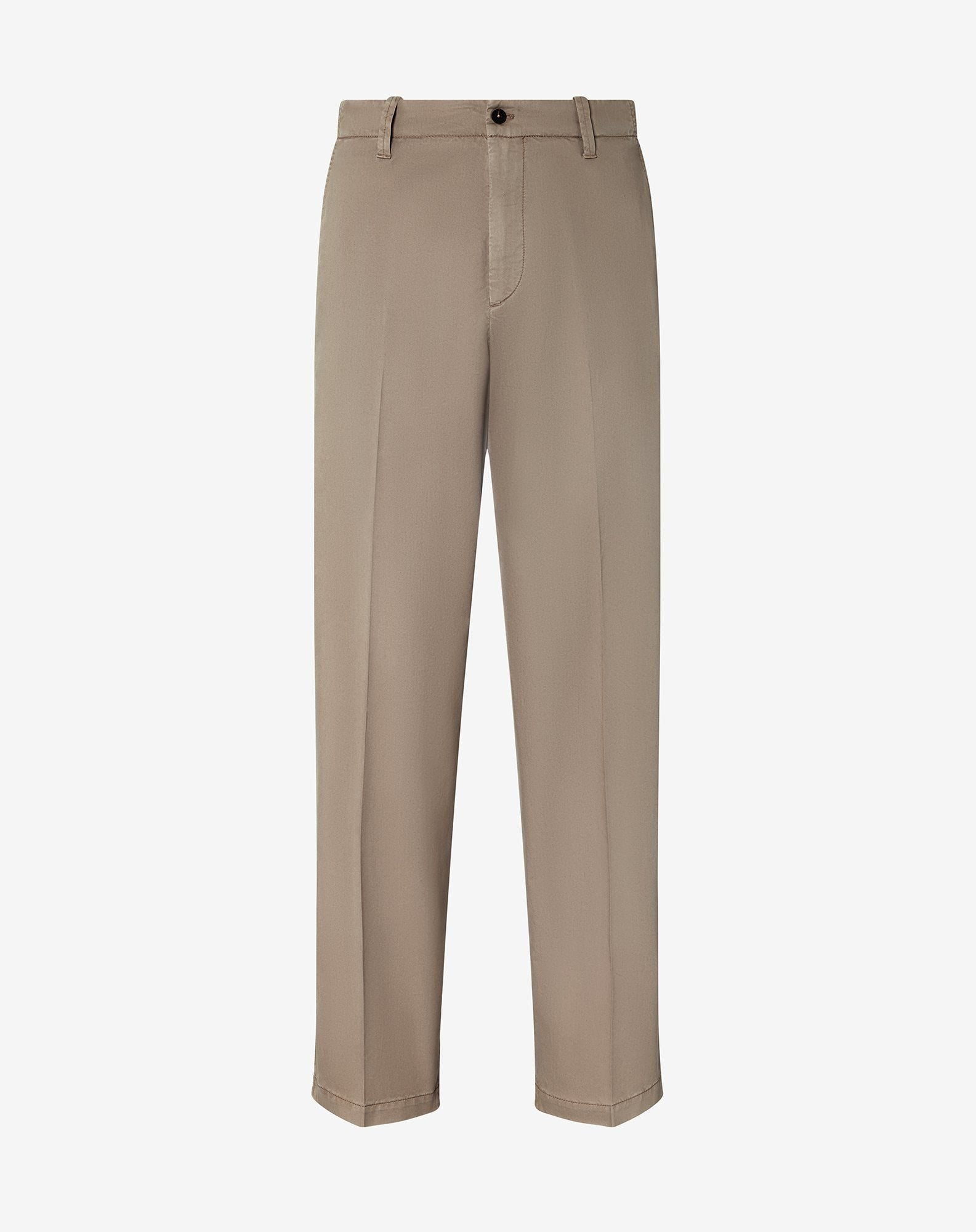 Beige stretch lyocell cotton trousers