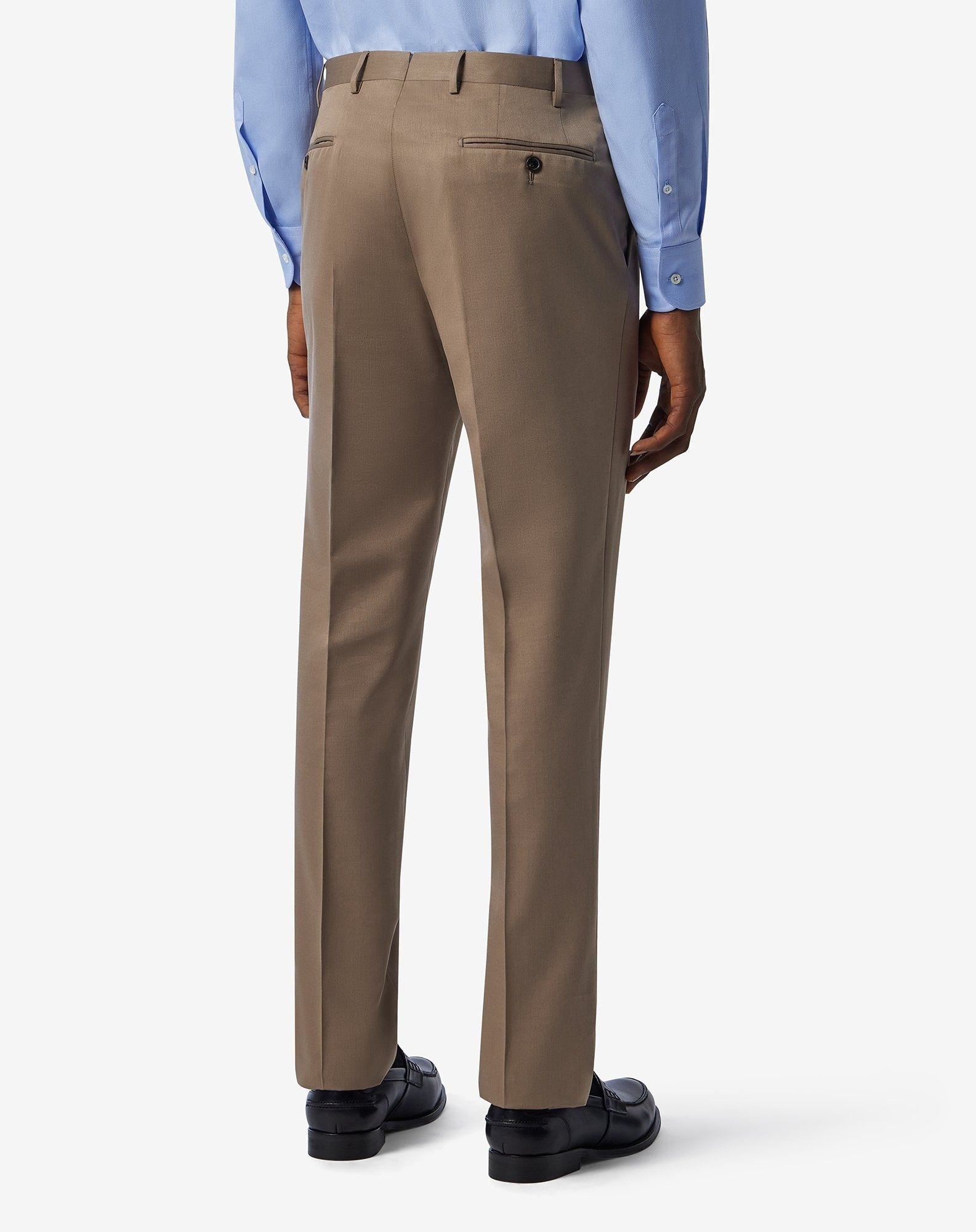Dark beige wool and cotton trousers