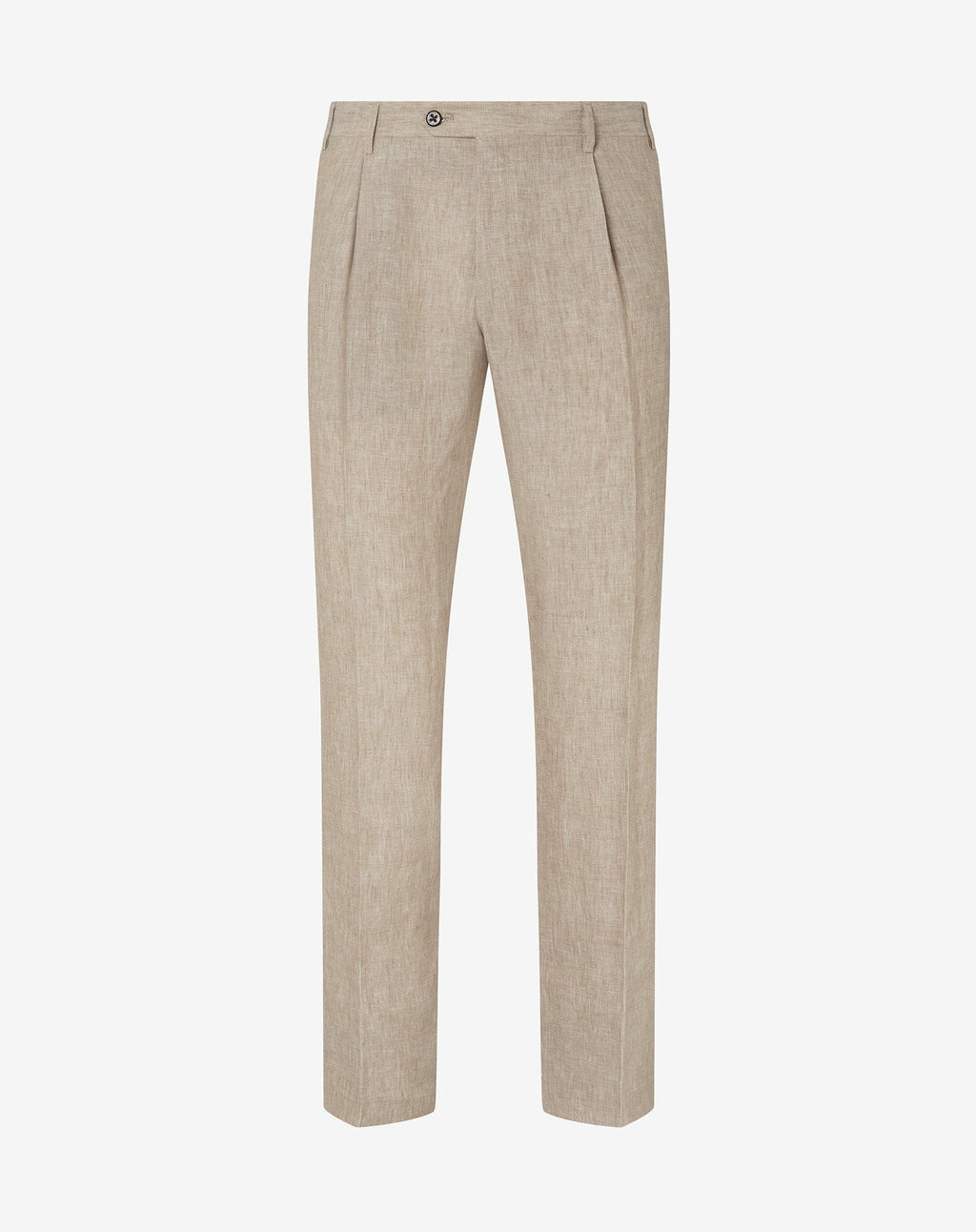 Single-dart beige trousers made from pure linen chambray