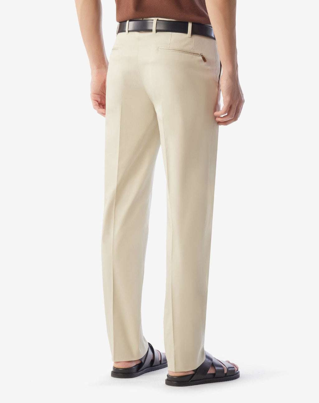Beige stretch cotton gabardine trousers