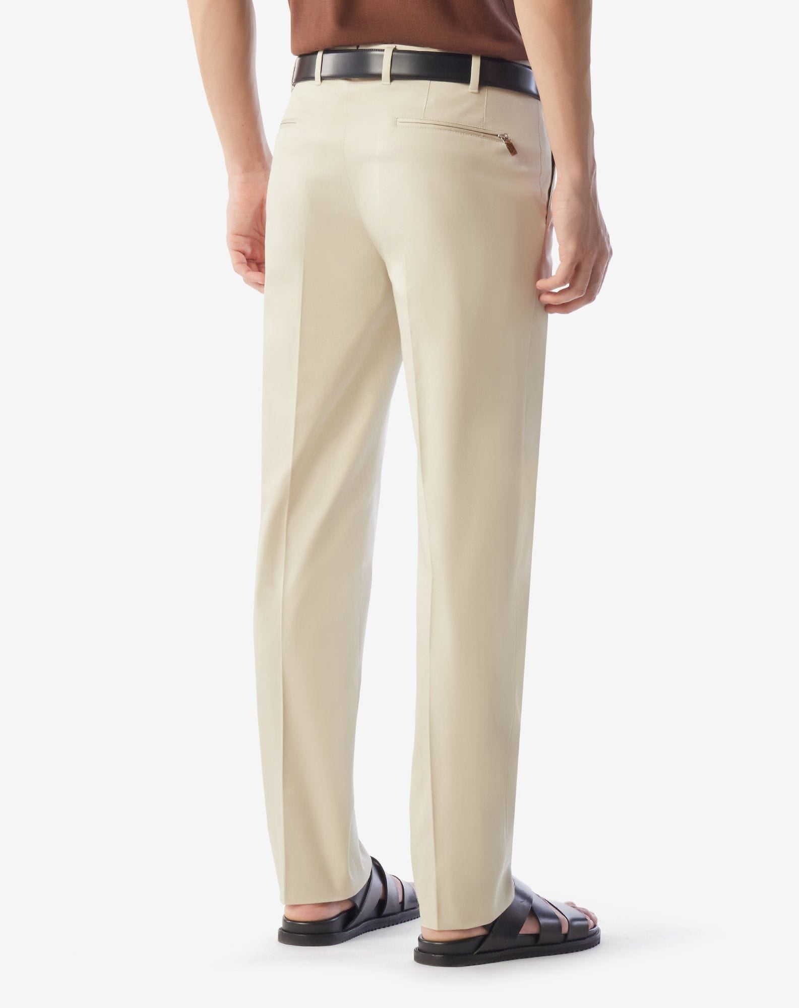 Beige stretch cotton gabardine trousers