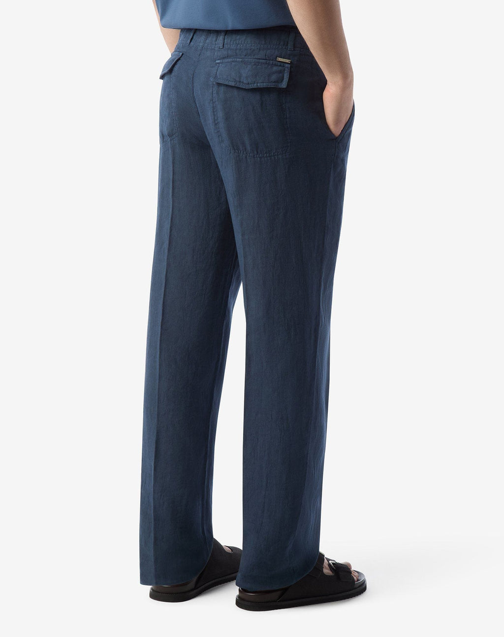 Blue pure linen trousers