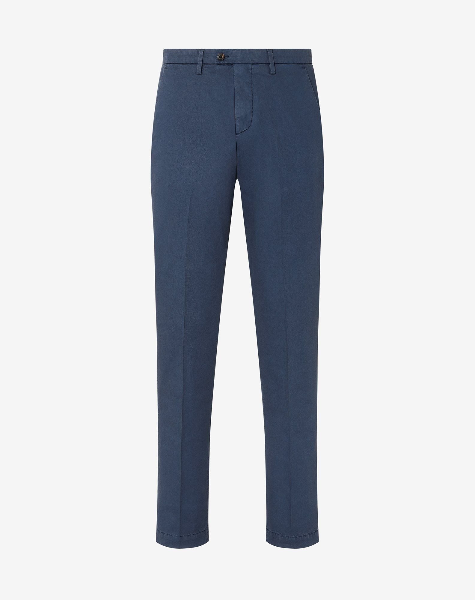 Blue stretch cotton satin trousers