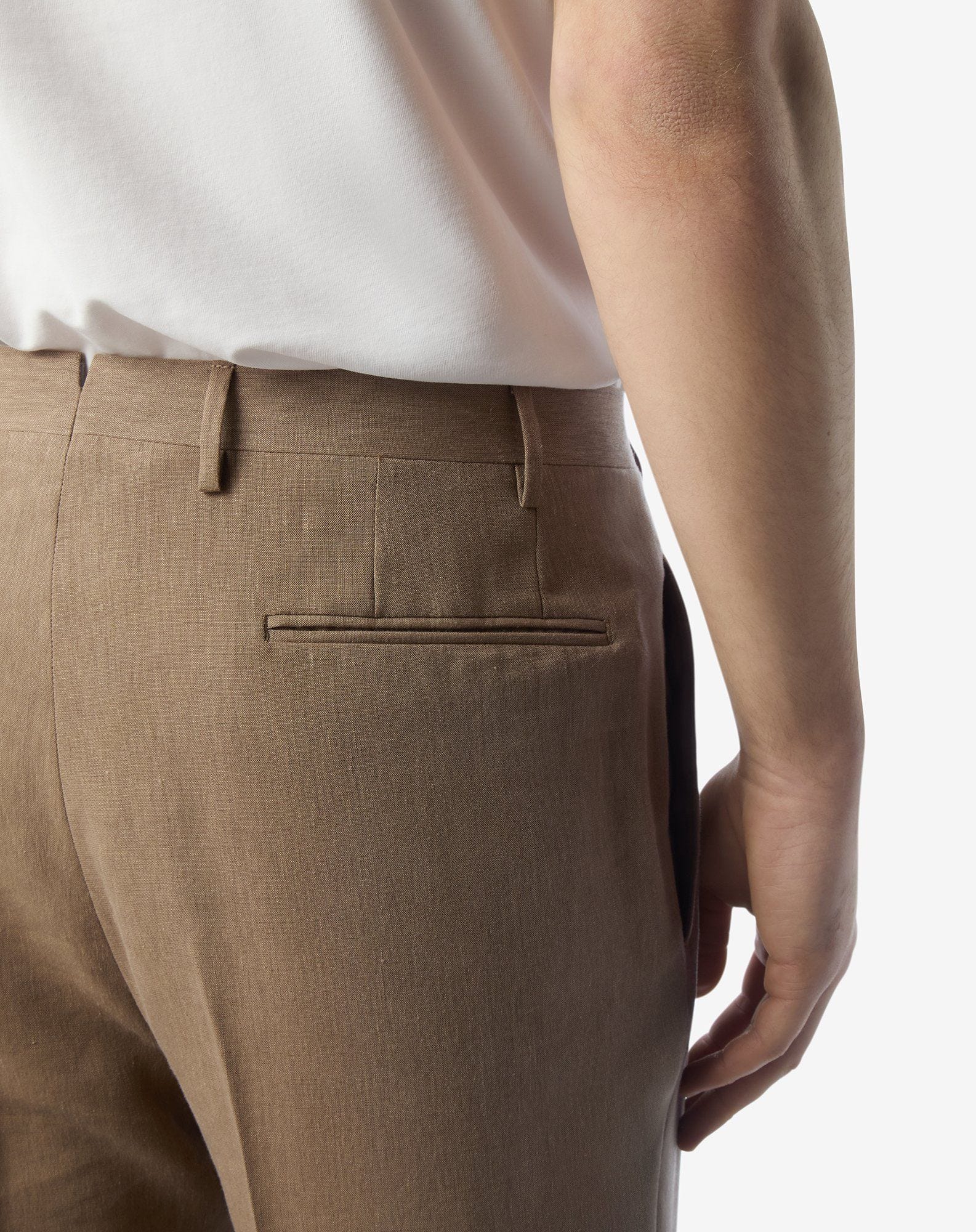Extralight beige wool and naturally stretch linen trousers