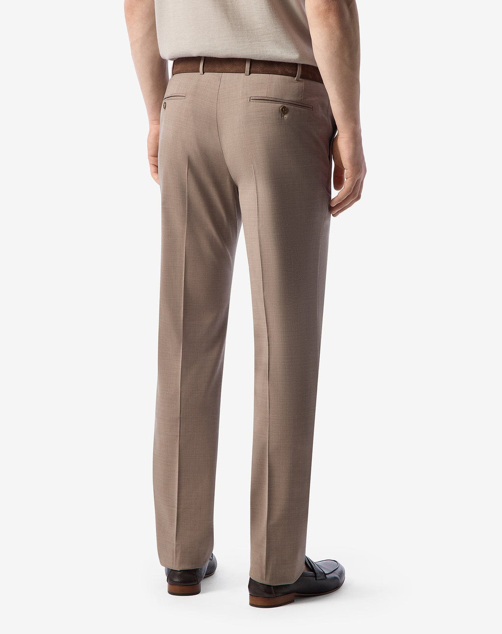 Beige 120's stretch wool trousers