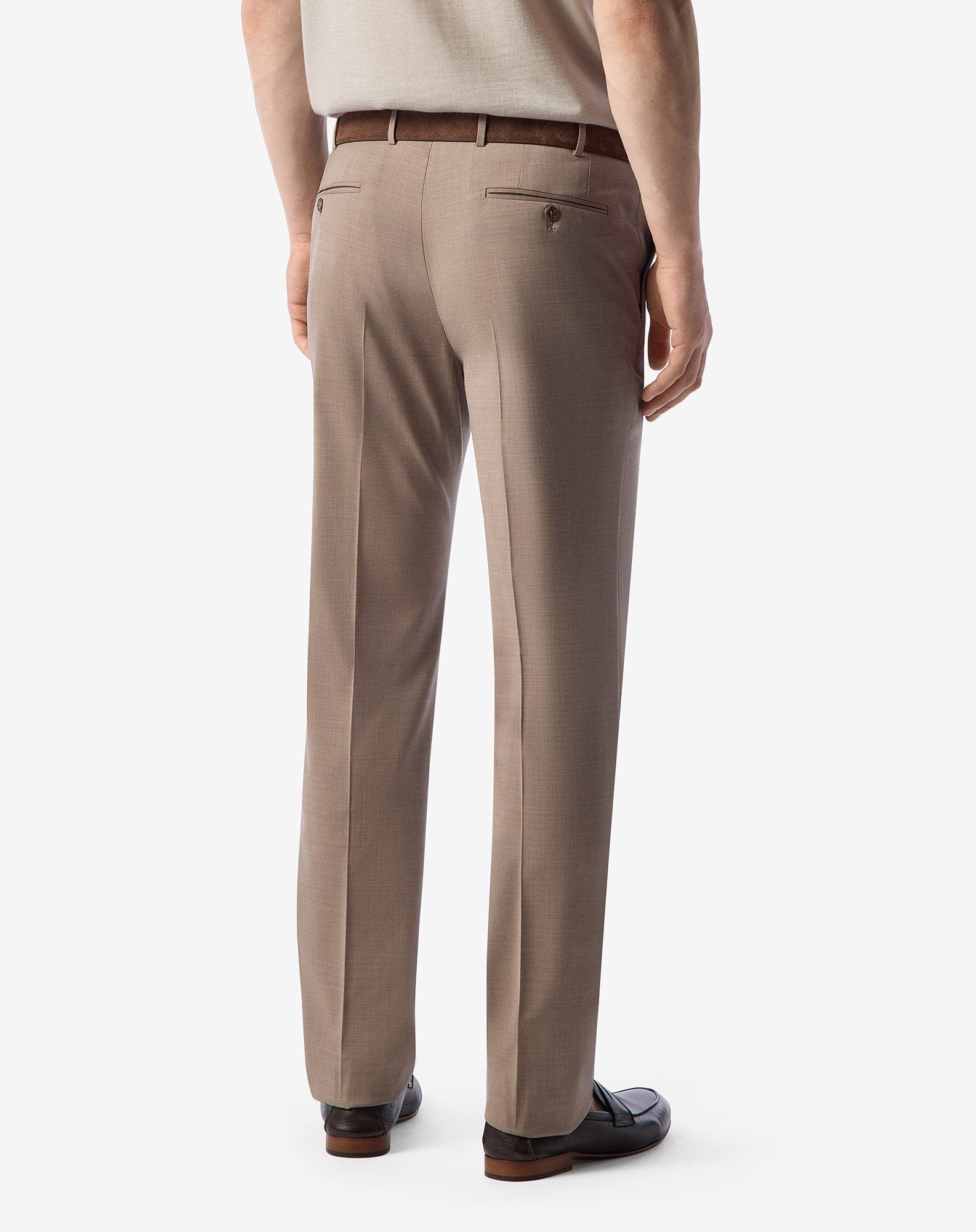 Beige 120's stretch wool trousers