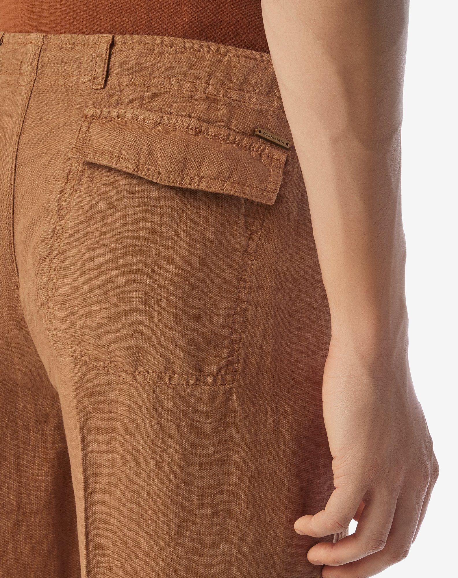 Rusty brown pure linen trousers