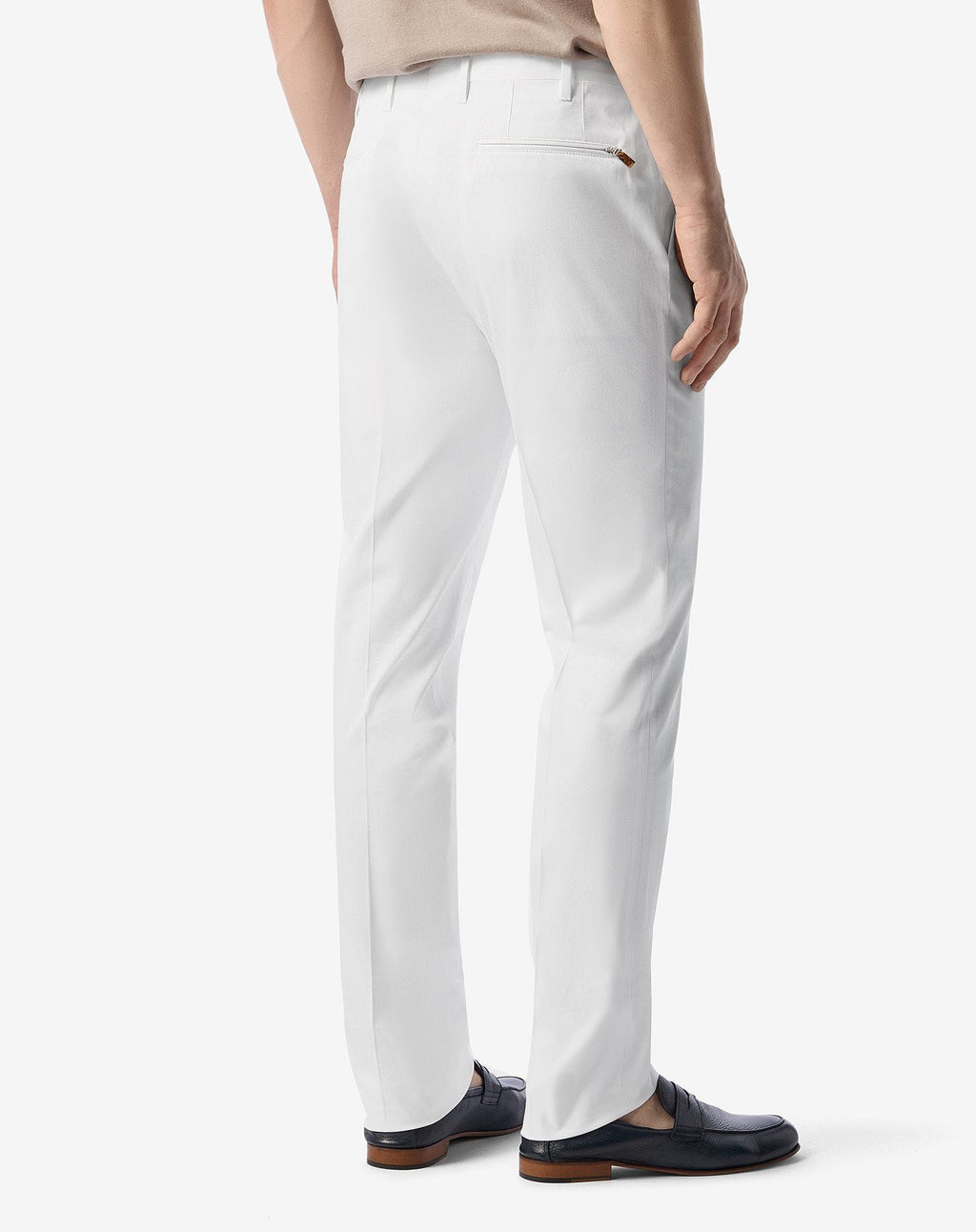 White stretch cotton gabardine trousers