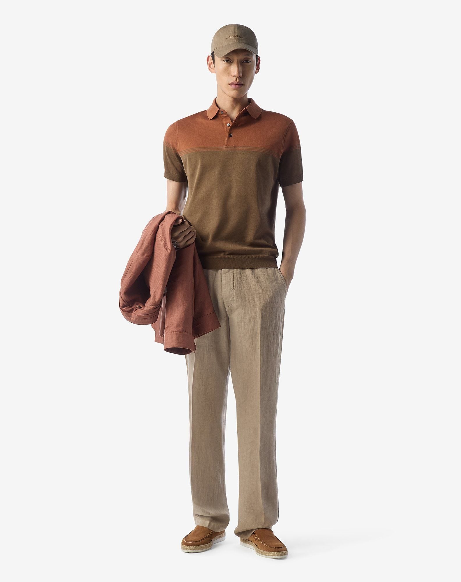 Beige pure linen trousers