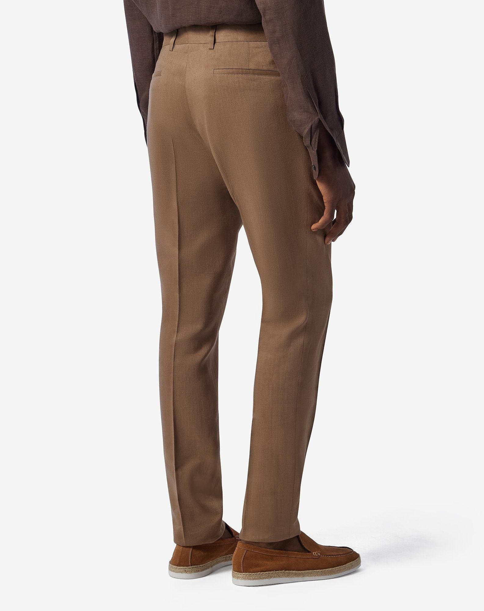 Beige linen, wool and mohair chinos
