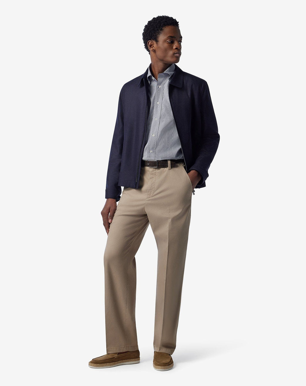 Beige stretch lyocell cotton trousers