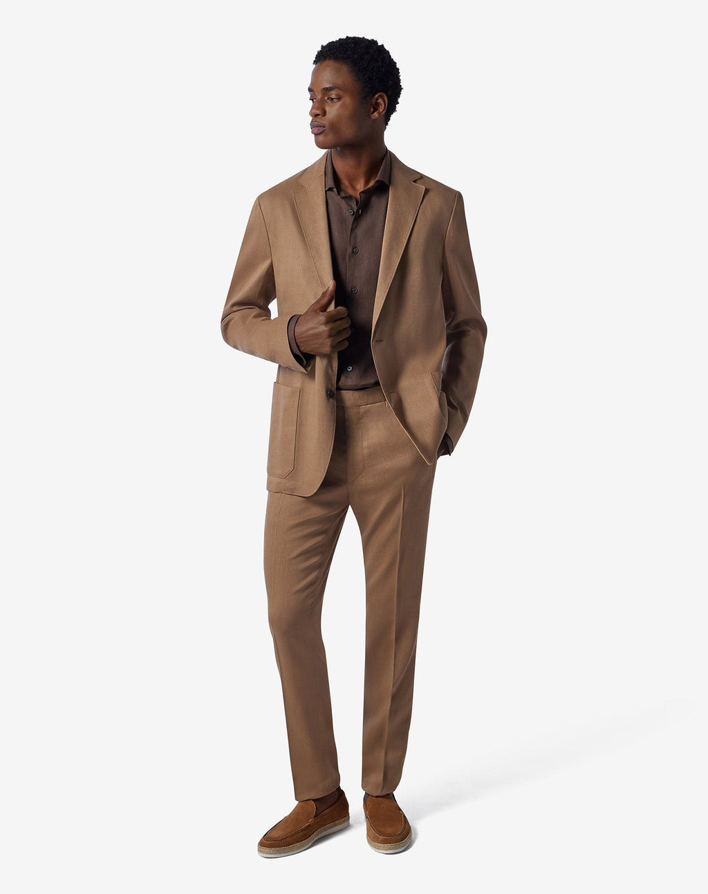 Beige linen, wool and mohair chinos