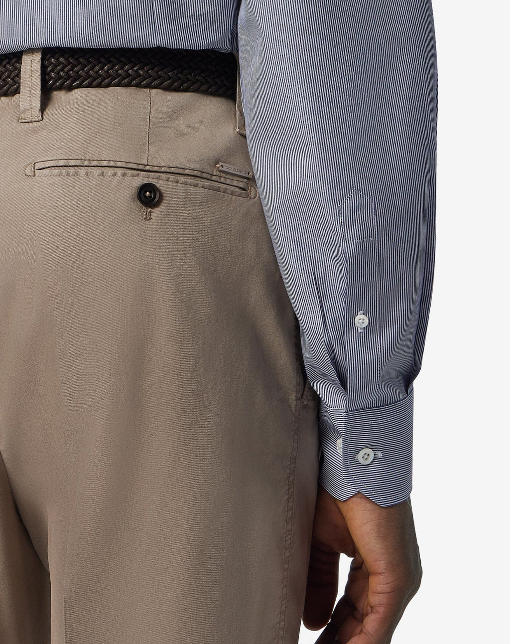 Beige stretch lyocell cotton trousers