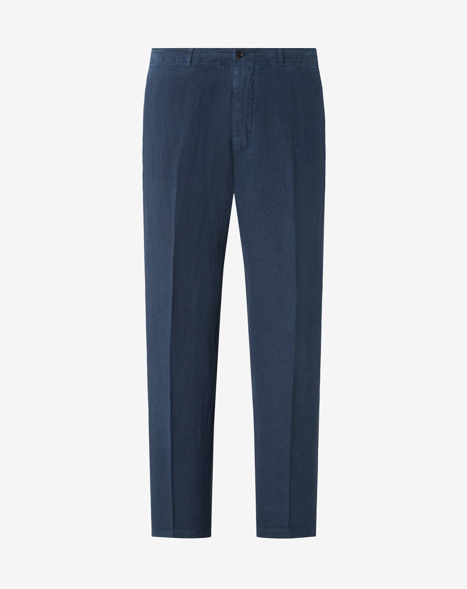 Blue pure linen trousers