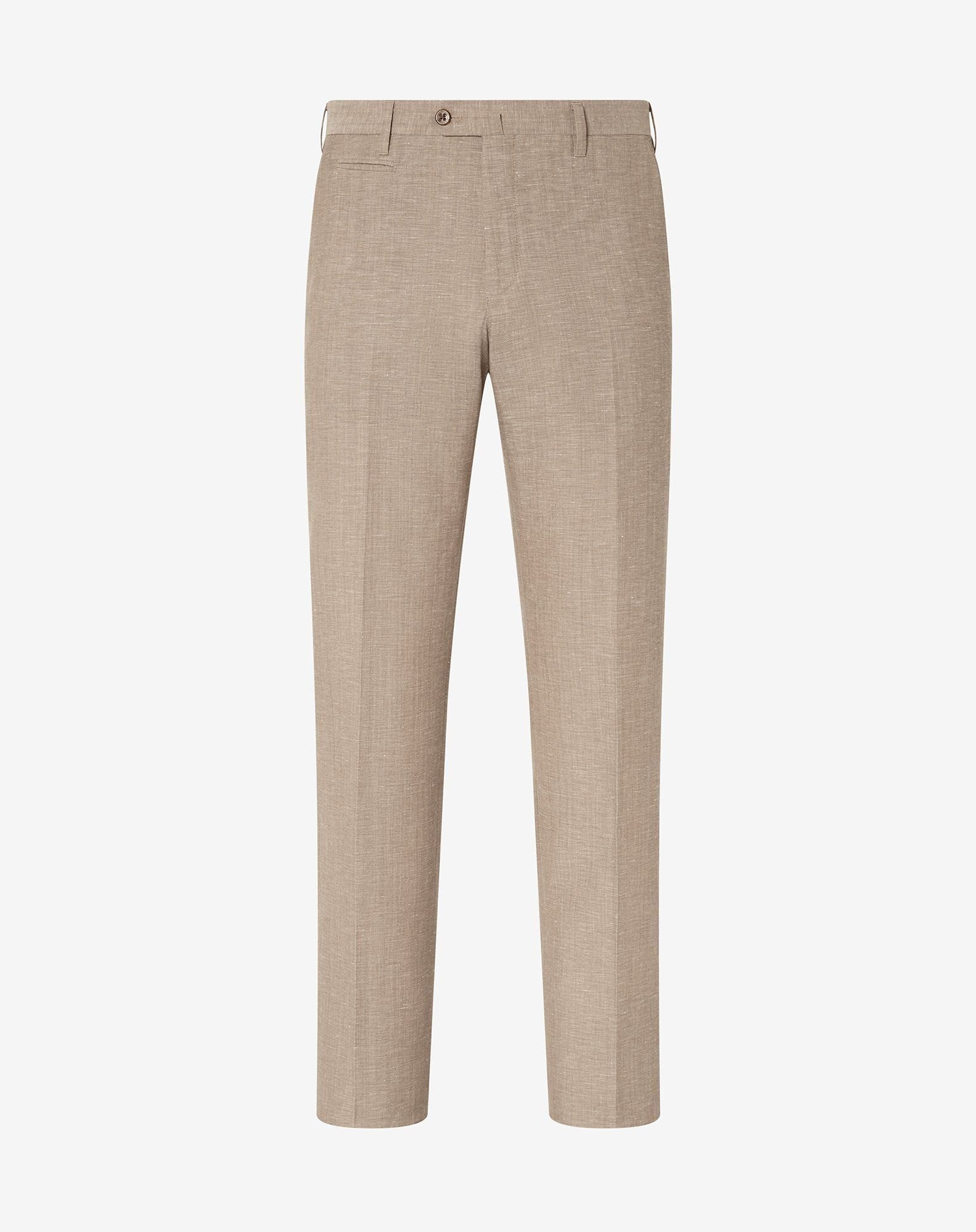 Beige wool and linen chambray trousers