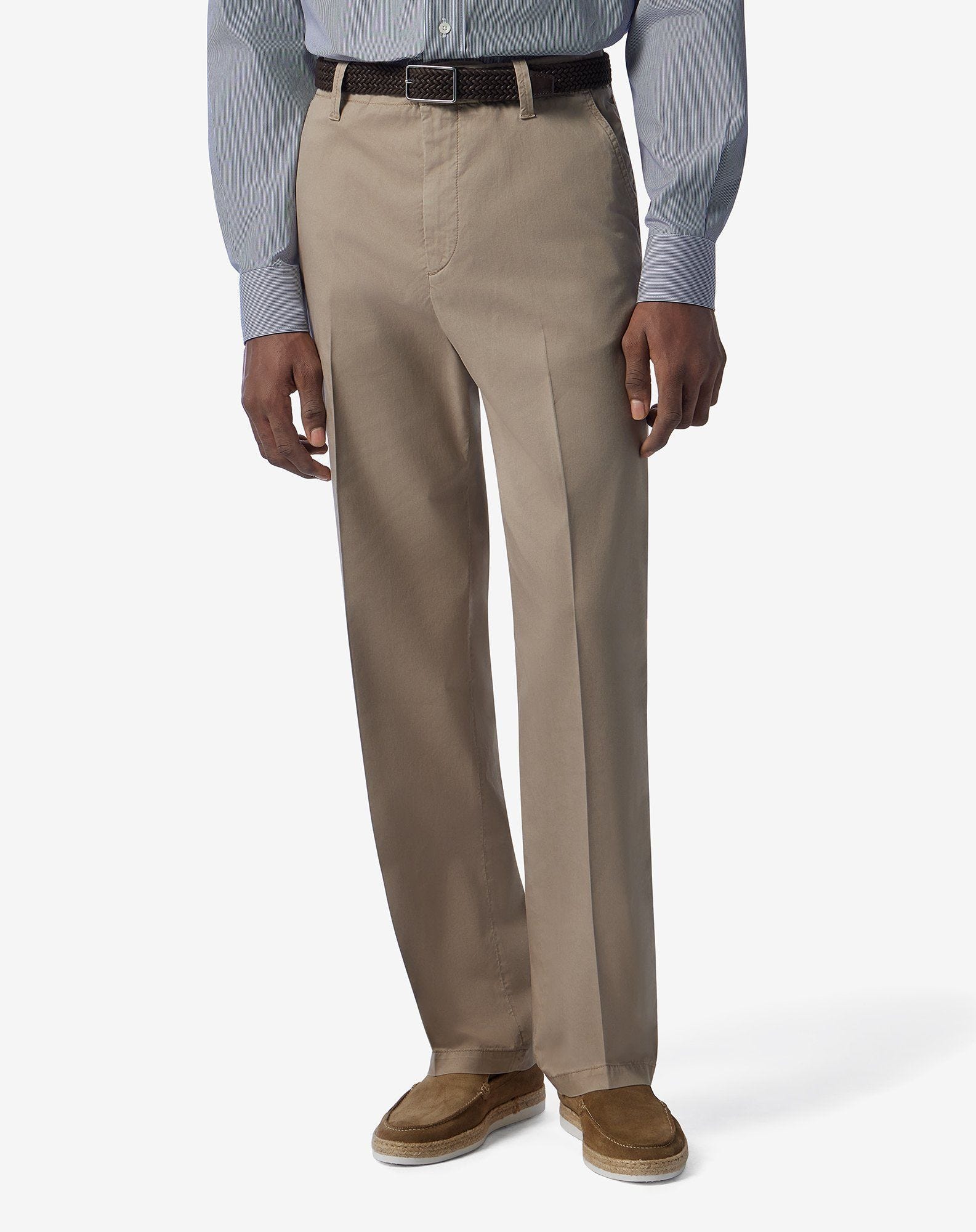 Beige stretch lyocell cotton trousers