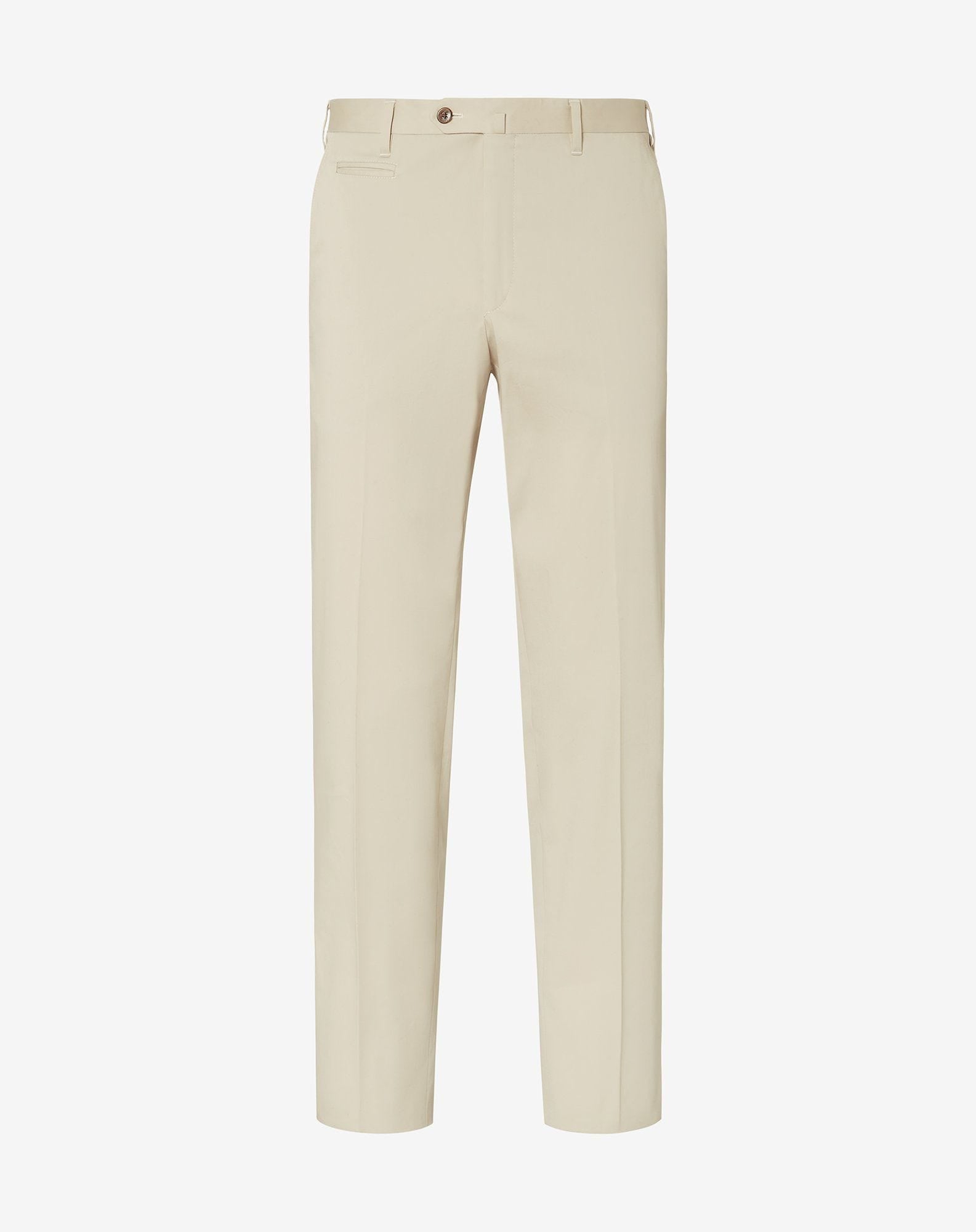 Beige stretch cotton gabardine trousers