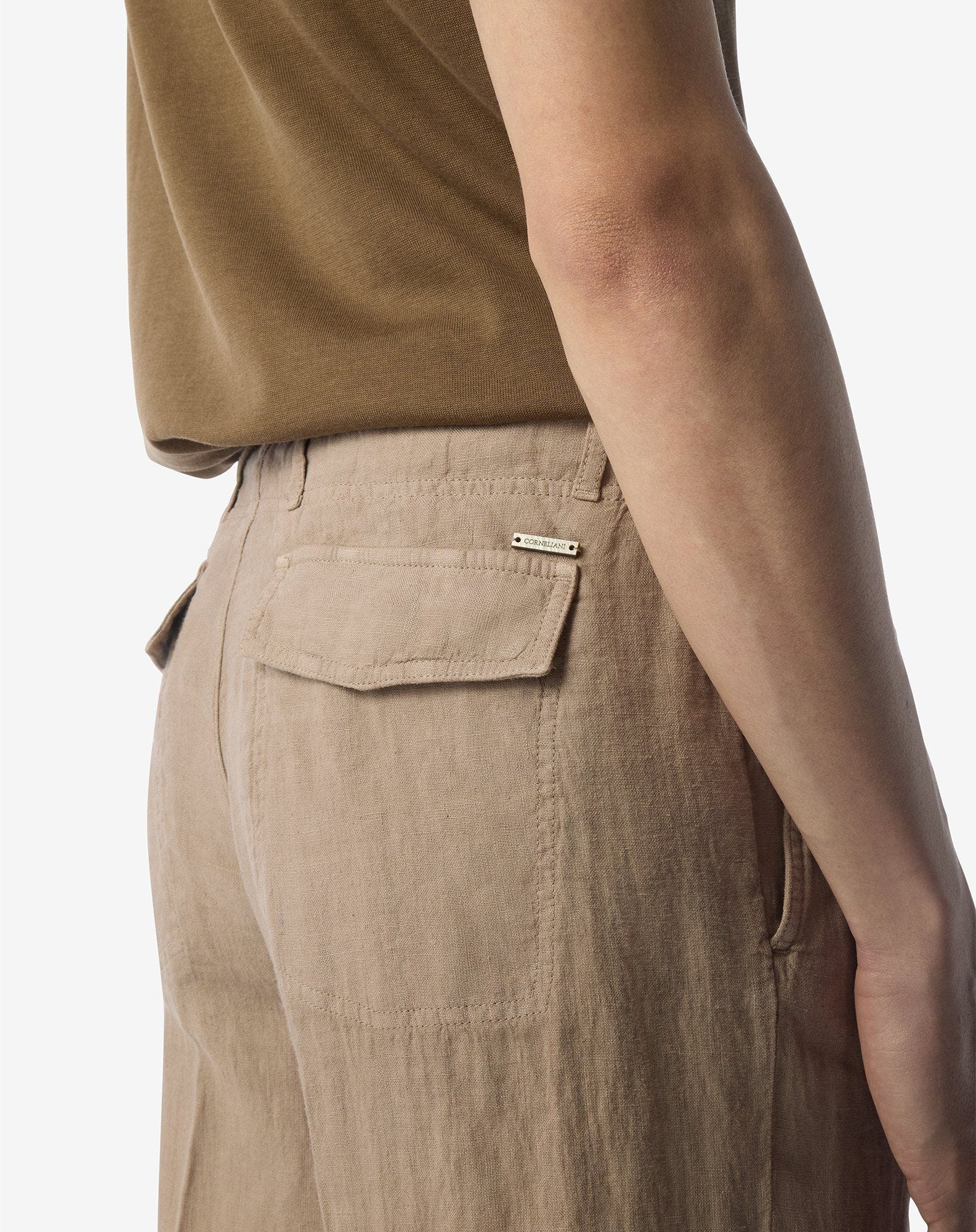Beige pure linen trousers